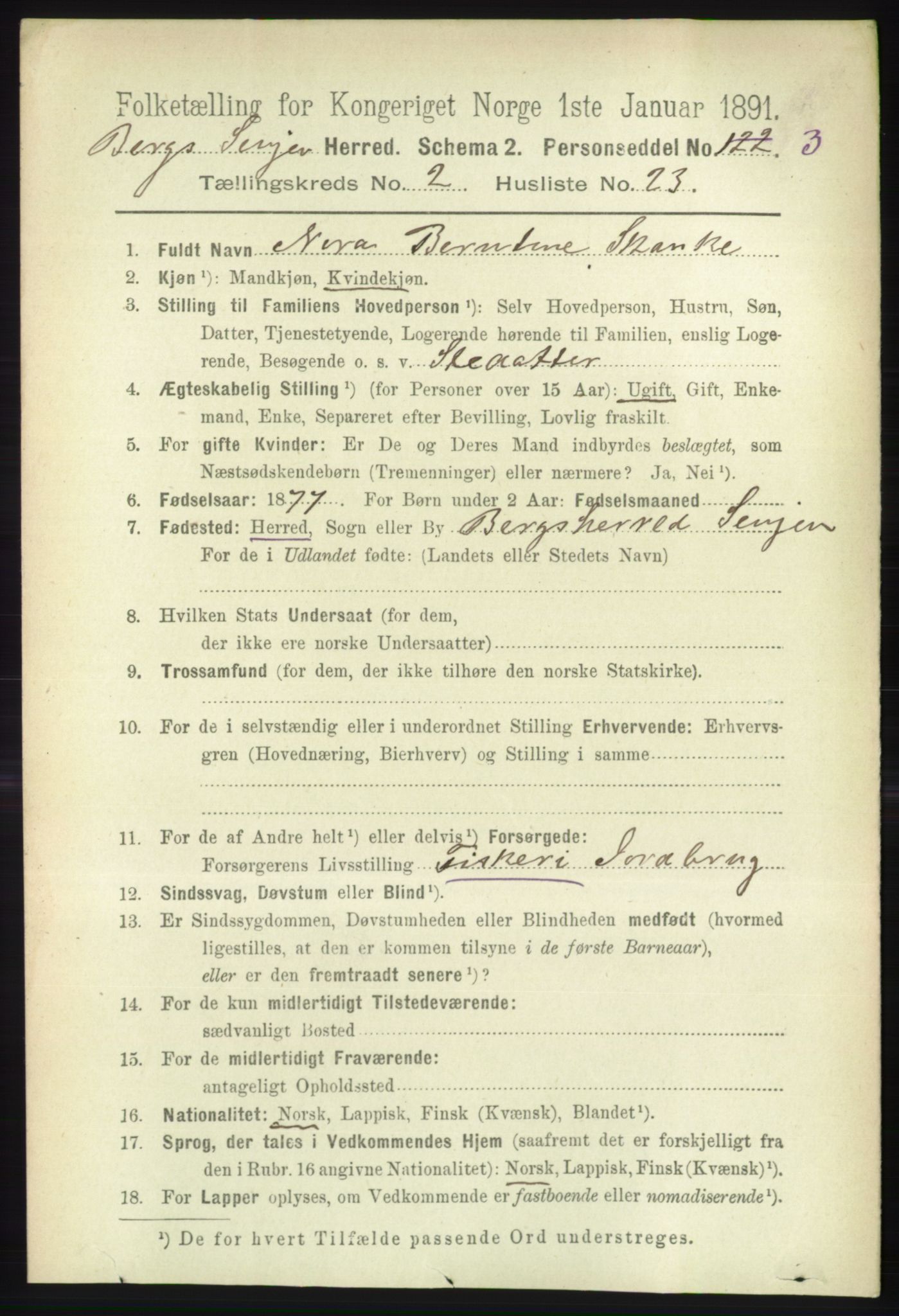 RA, 1891 census for 1929 Berg, 1891, p. 758