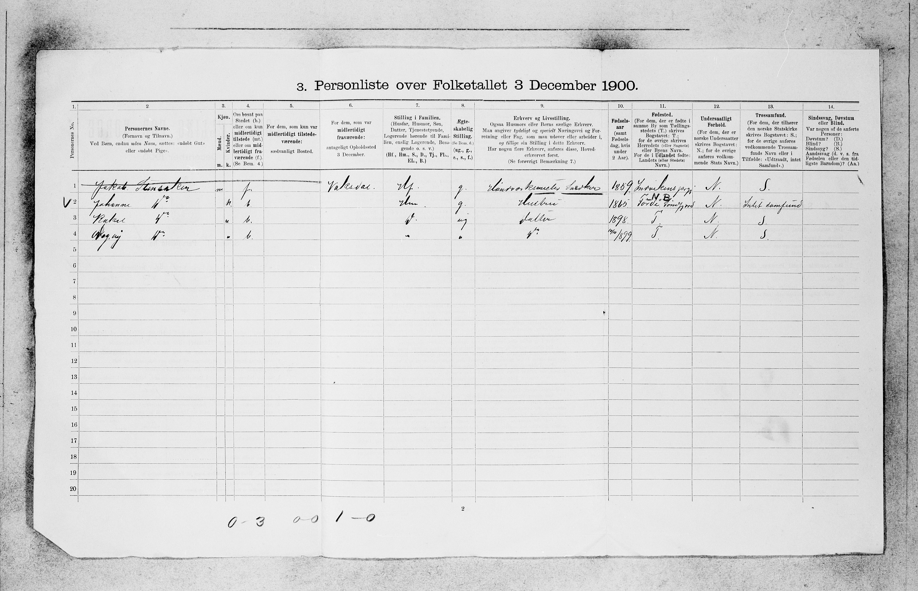 SAB, 1900 census for Bergen, 1900, p. 28933