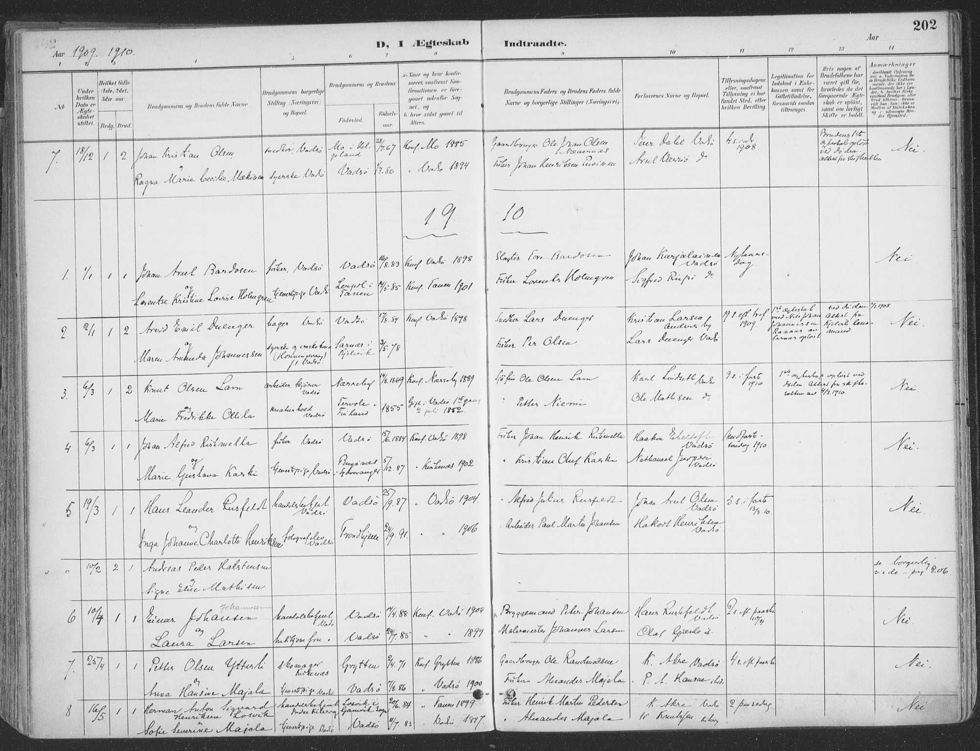 Vadsø sokneprestkontor, SATØ/S-1325/H/Ha/L0007kirke: Parish register (official) no. 7, 1896-1916, p. 202