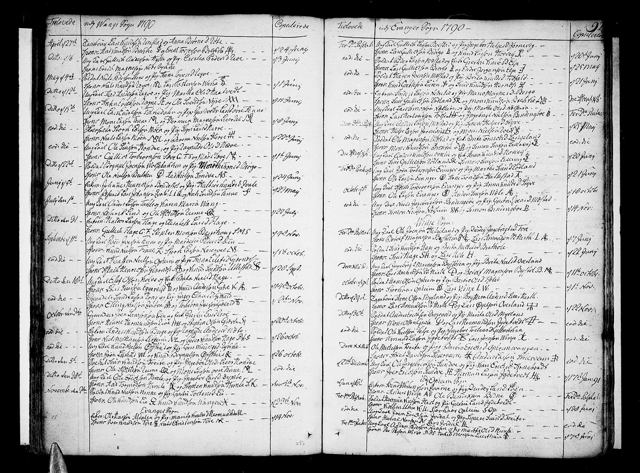 Voss sokneprestembete, SAB/A-79001/H/Haa: Parish register (official) no. A 9, 1780-1810, p. 92