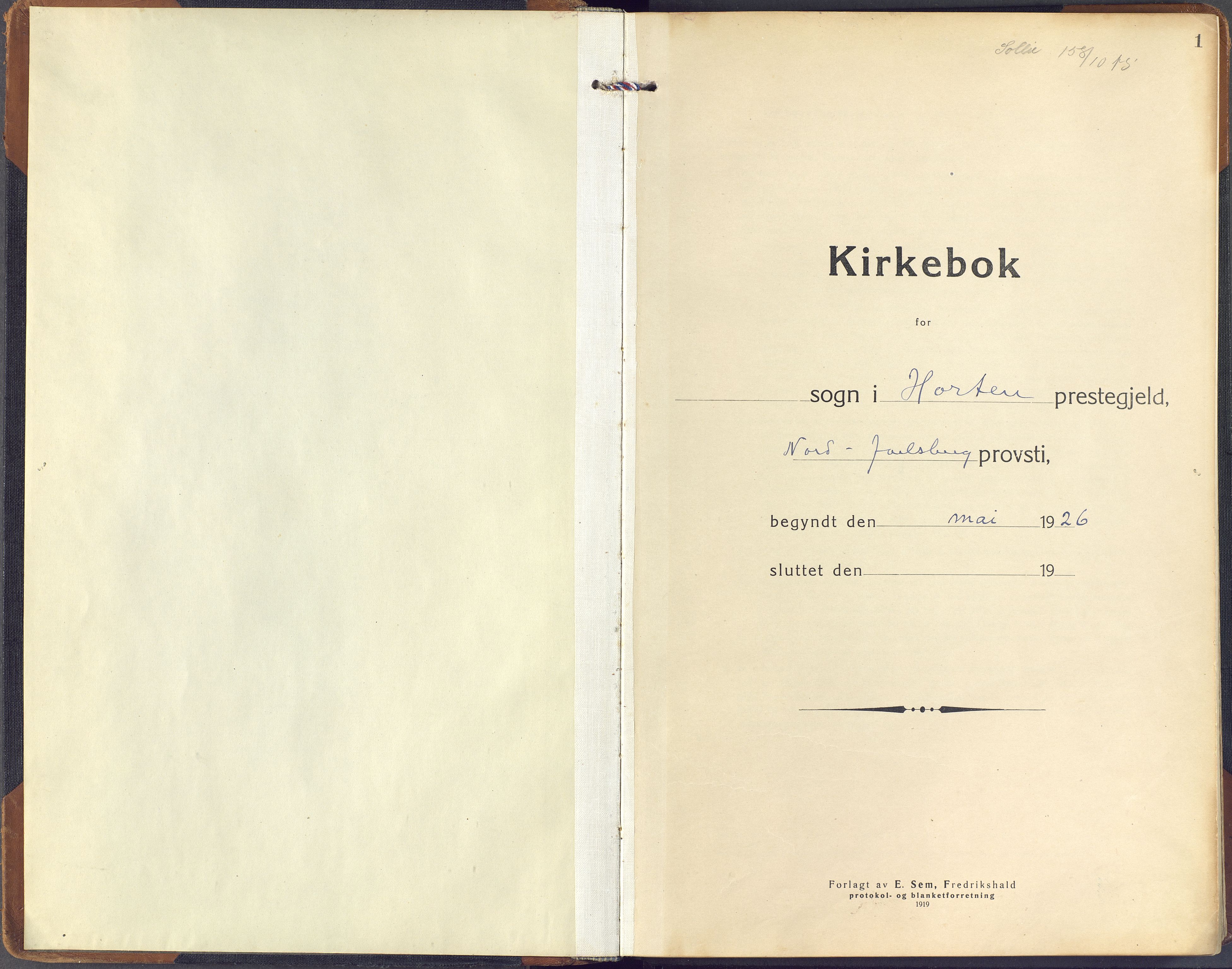 Horten kirkebøker, SAKO/A-348/F/Fa/L0011: Parish register (official) no. 11, 1926-1937, p. 1