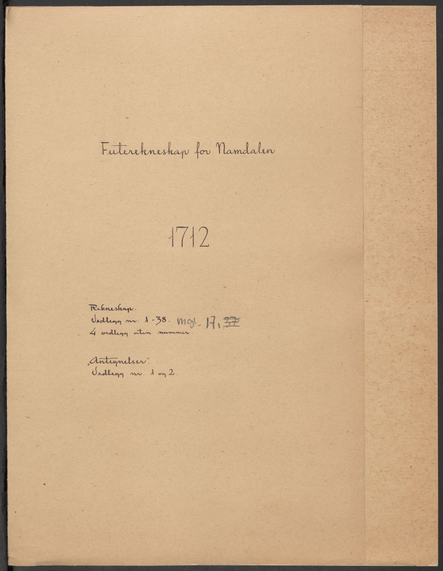 Rentekammeret inntil 1814, Reviderte regnskaper, Fogderegnskap, RA/EA-4092/R64/L4433: Fogderegnskap Namdal, 1712, p. 2