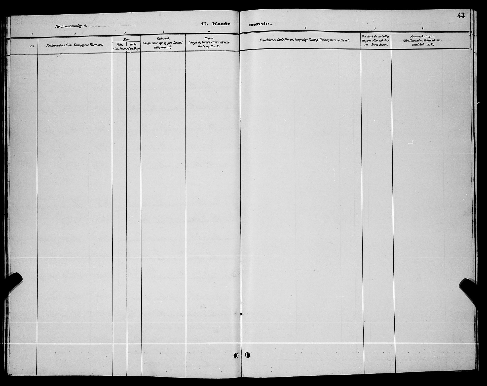 Lunde kirkebøker, SAKO/A-282/G/Gb/L0002: Parish register (copy) no. II 2, 1888-1895, p. 43