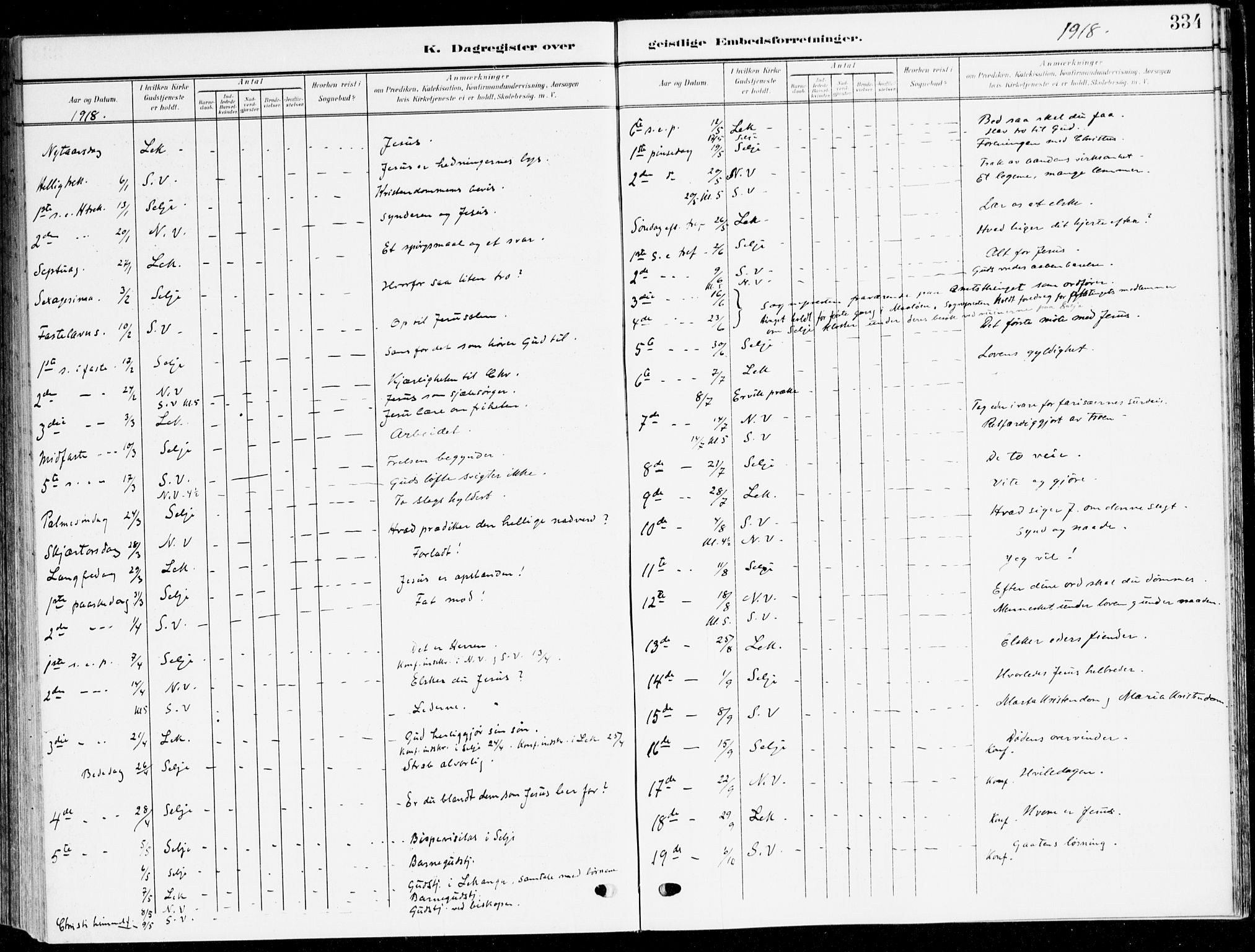 Selje sokneprestembete, SAB/A-99938/H/Ha/Haa/Haab: Parish register (official) no. B 3, 1908-1923, p. 334