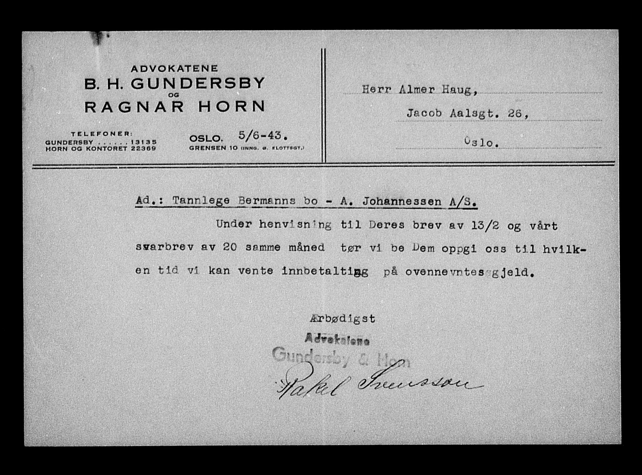 Justisdepartementet, Tilbakeføringskontoret for inndratte formuer, AV/RA-S-1564/H/Hc/Hcc/L0921: --, 1945-1947, p. 403