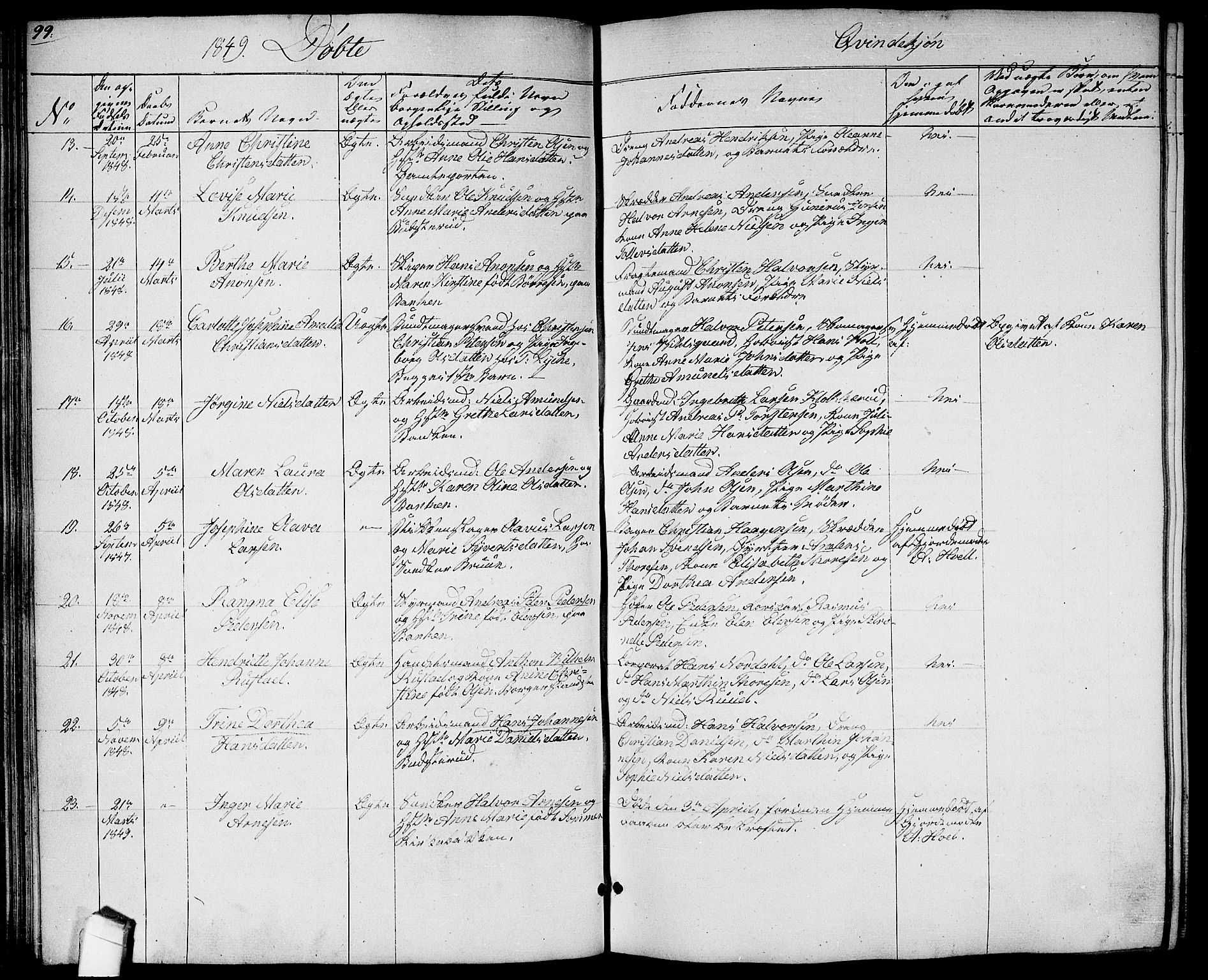 Halden prestekontor Kirkebøker, SAO/A-10909/G/Ga/L0004: Parish register (copy) no. 4, 1845-1854, p. 99
