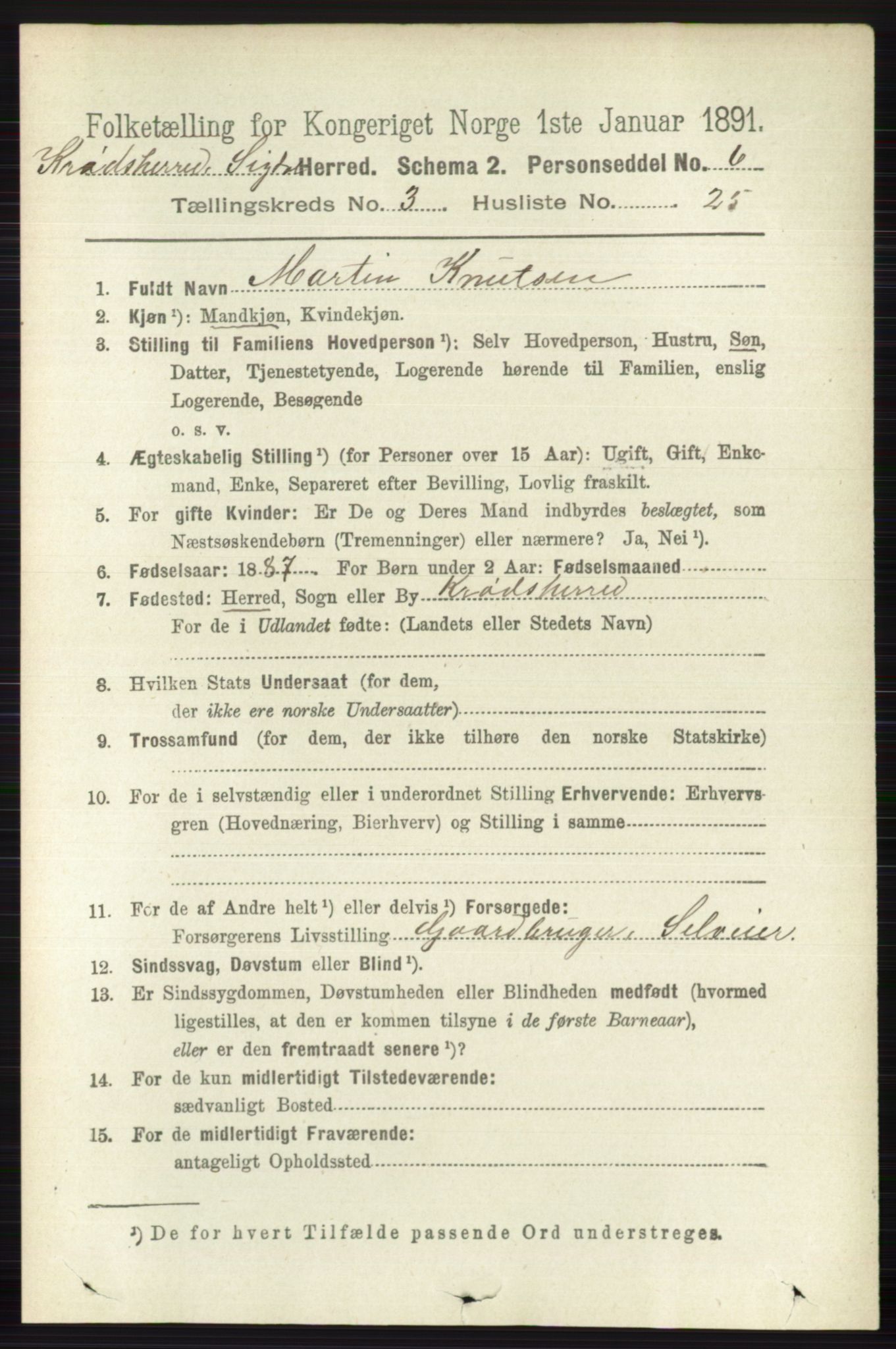 RA, 1891 census for 0621 Sigdal, 1891, p. 5754