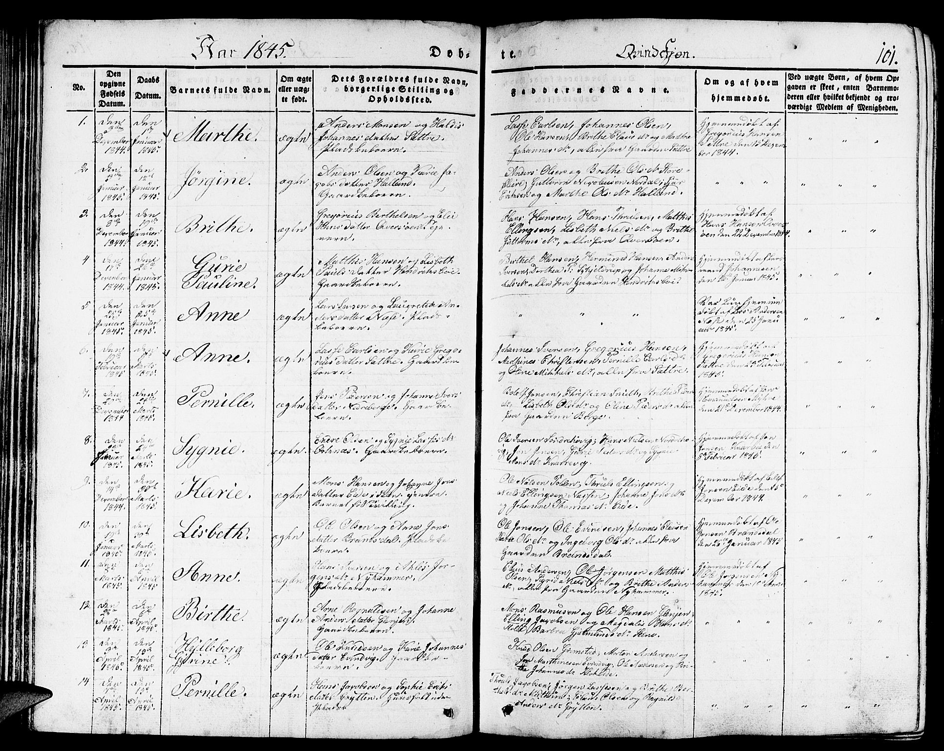 Gulen sokneprestembete, AV/SAB-A-80201/H/Haa/Haaa/L0020: Parish register (official) no. A 20, 1837-1847, p. 101