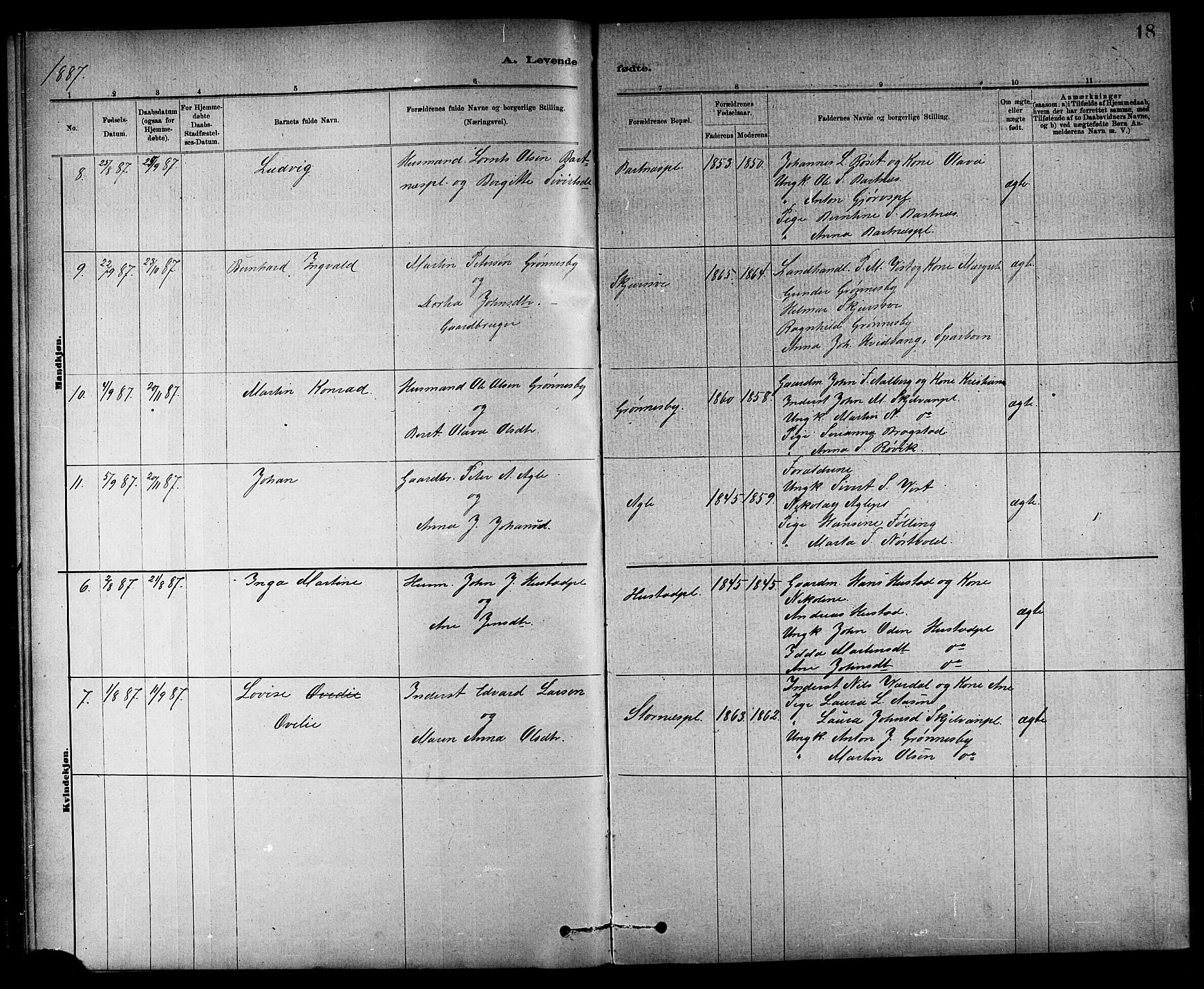 Ministerialprotokoller, klokkerbøker og fødselsregistre - Nord-Trøndelag, SAT/A-1458/732/L0318: Parish register (copy) no. 732C02, 1881-1911, p. 18