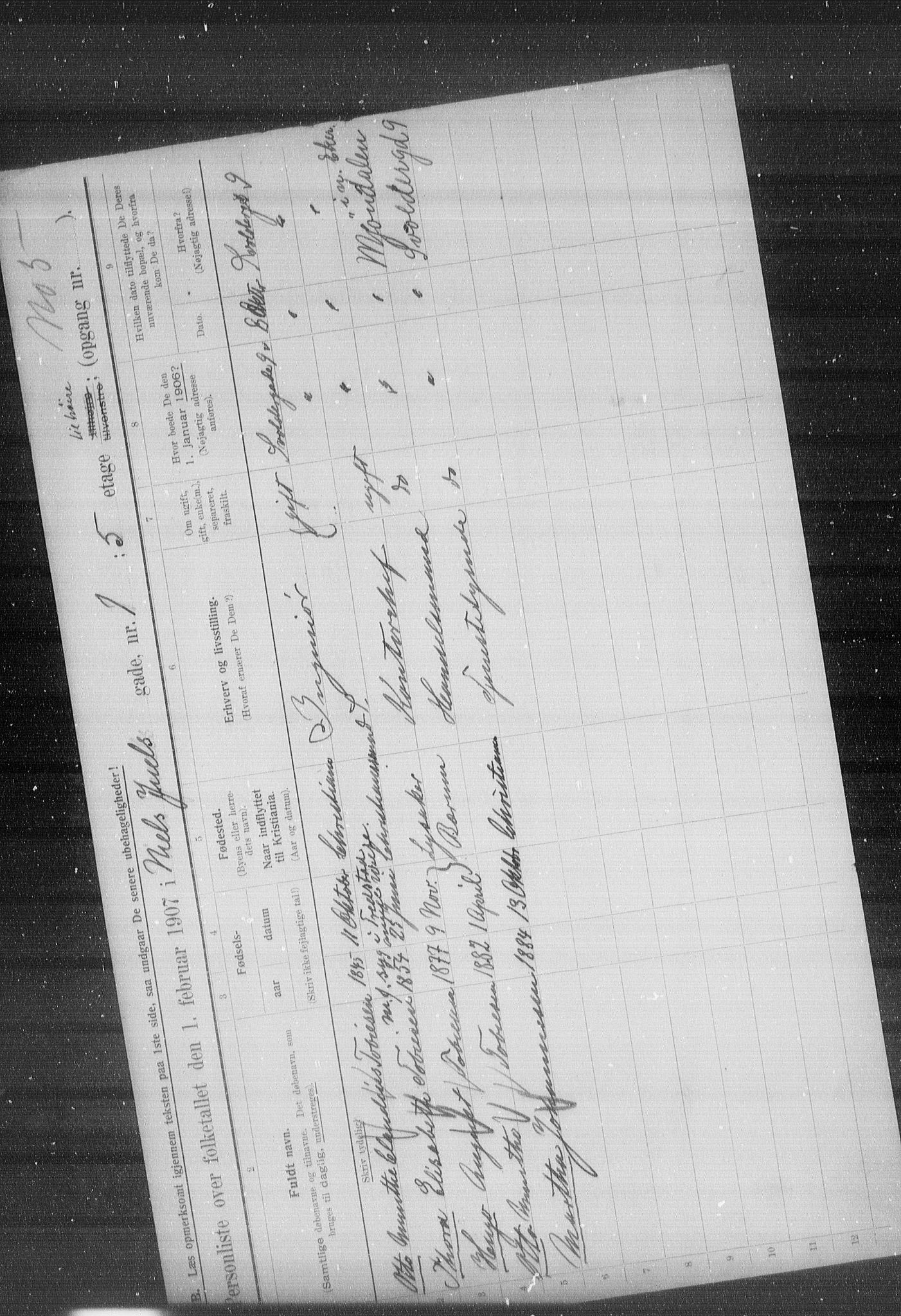 OBA, Municipal Census 1907 for Kristiania, 1907, p. 35887