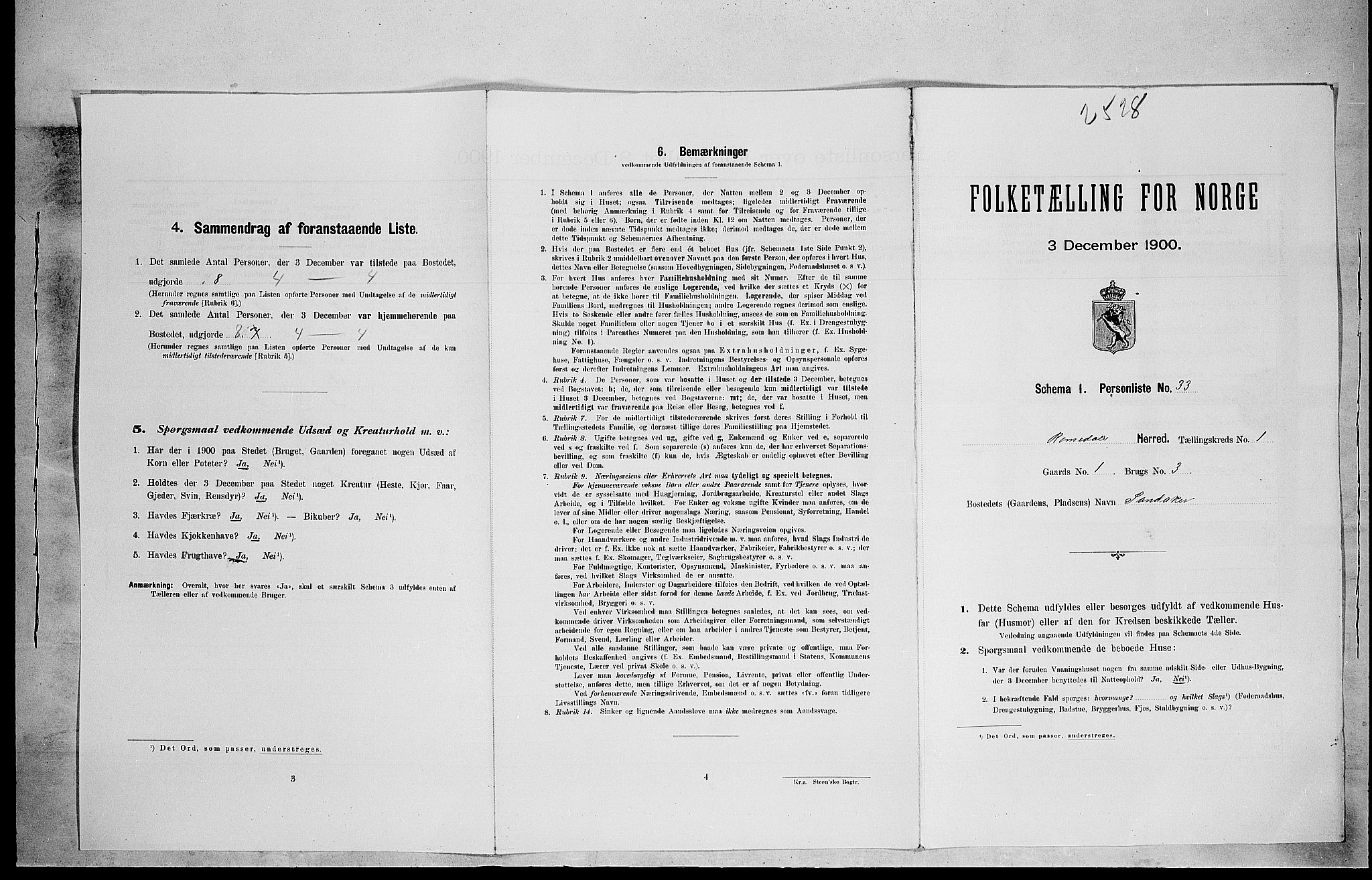 SAH, 1900 census for Romedal, 1900, p. 200