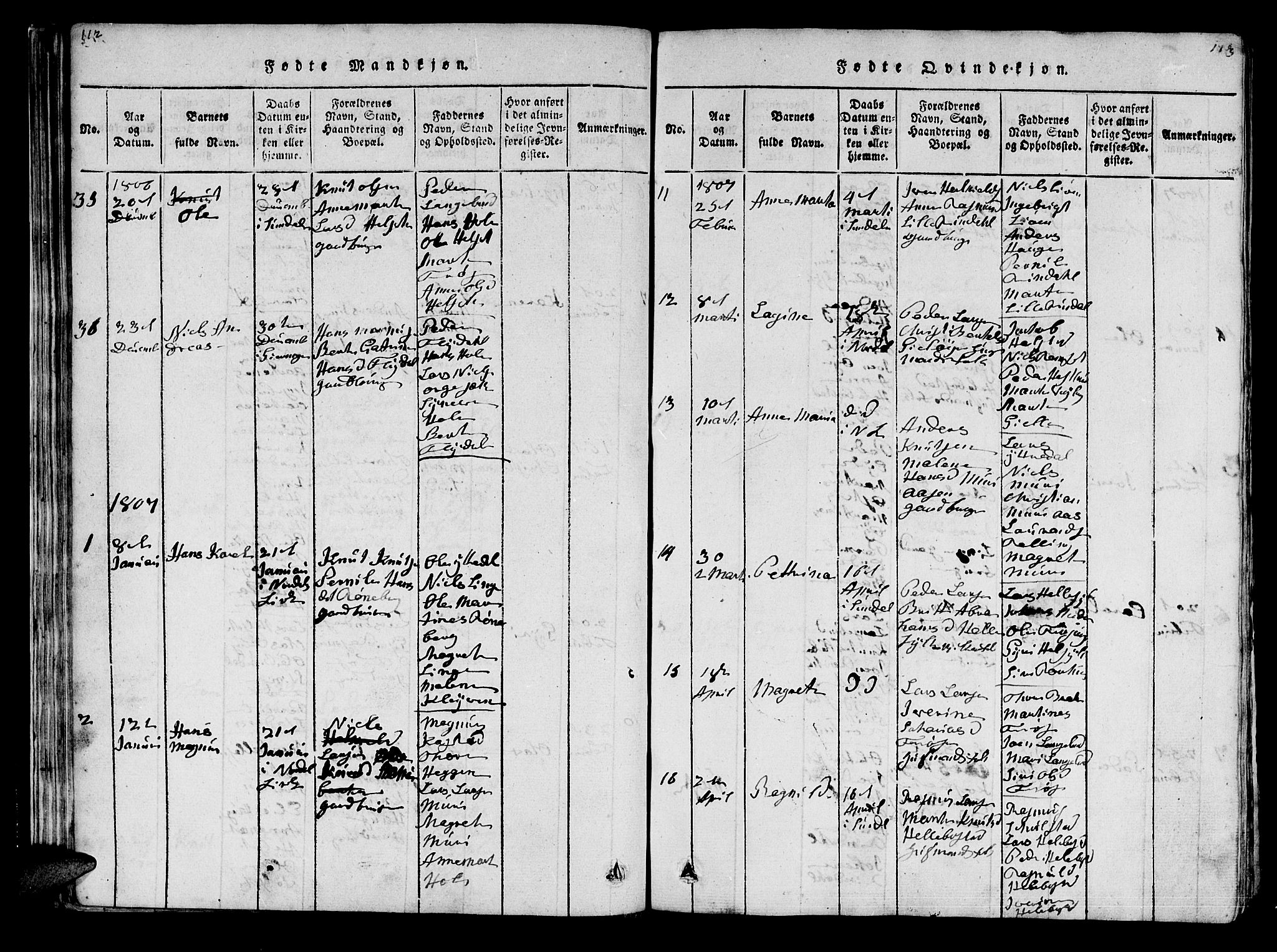 Ministerialprotokoller, klokkerbøker og fødselsregistre - Møre og Romsdal, SAT/A-1454/519/L0246: Parish register (official) no. 519A05, 1817-1834, p. 112-113