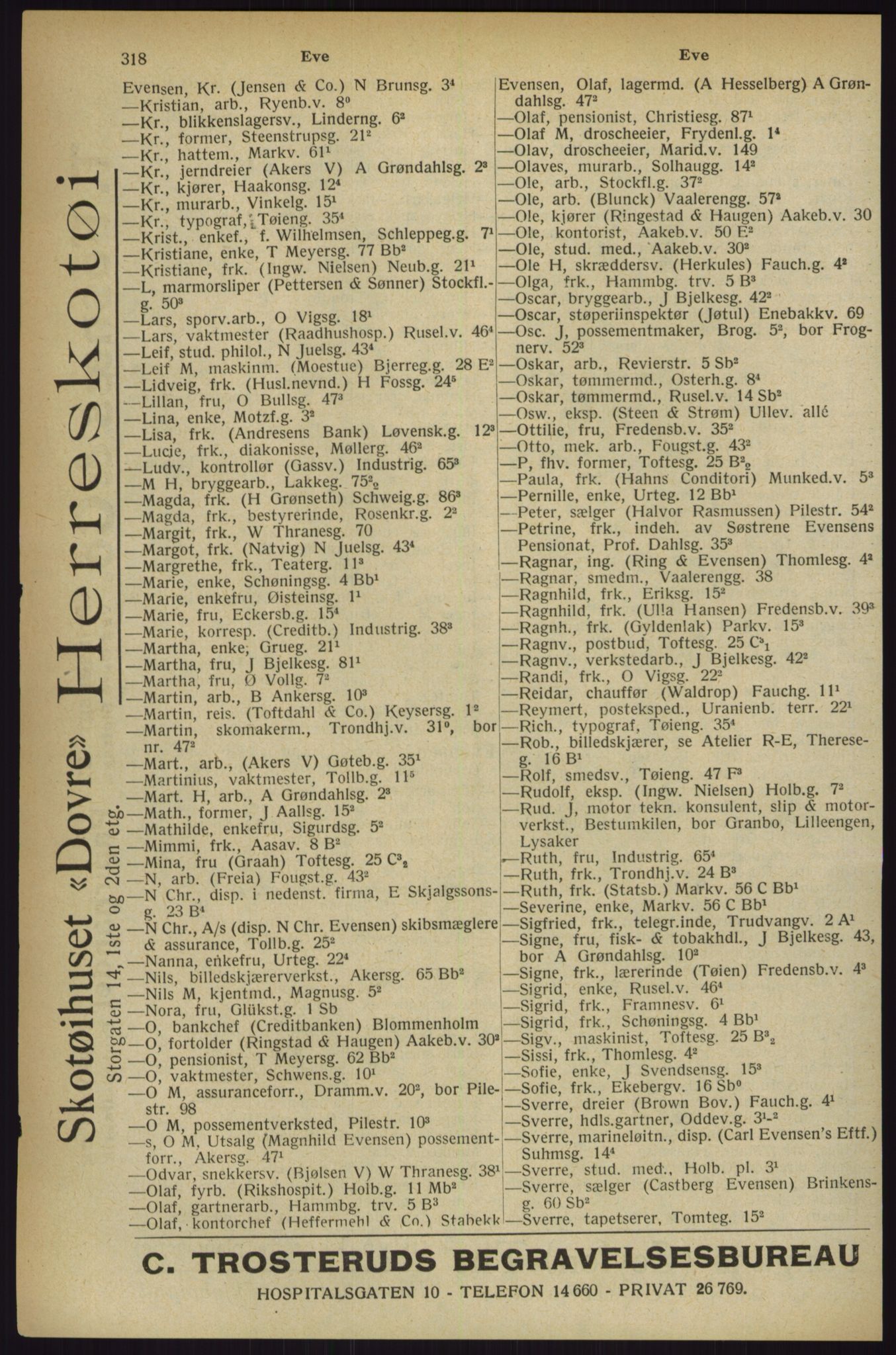 Kristiania/Oslo adressebok, PUBL/-, 1927, p. 318