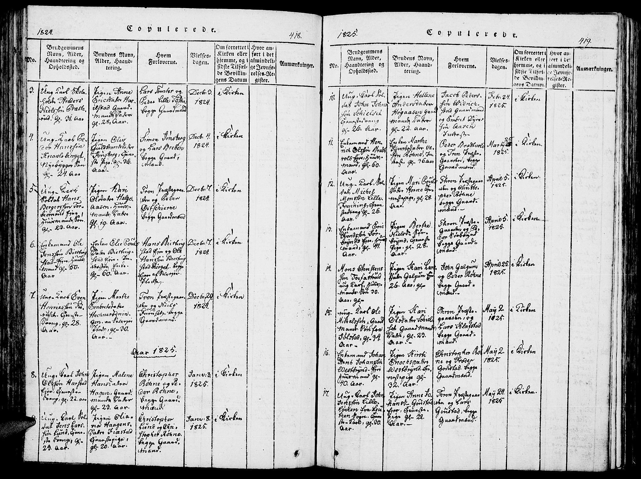 Romedal prestekontor, SAH/PREST-004/K/L0002: Parish register (official) no. 2, 1814-1828, p. 418-419