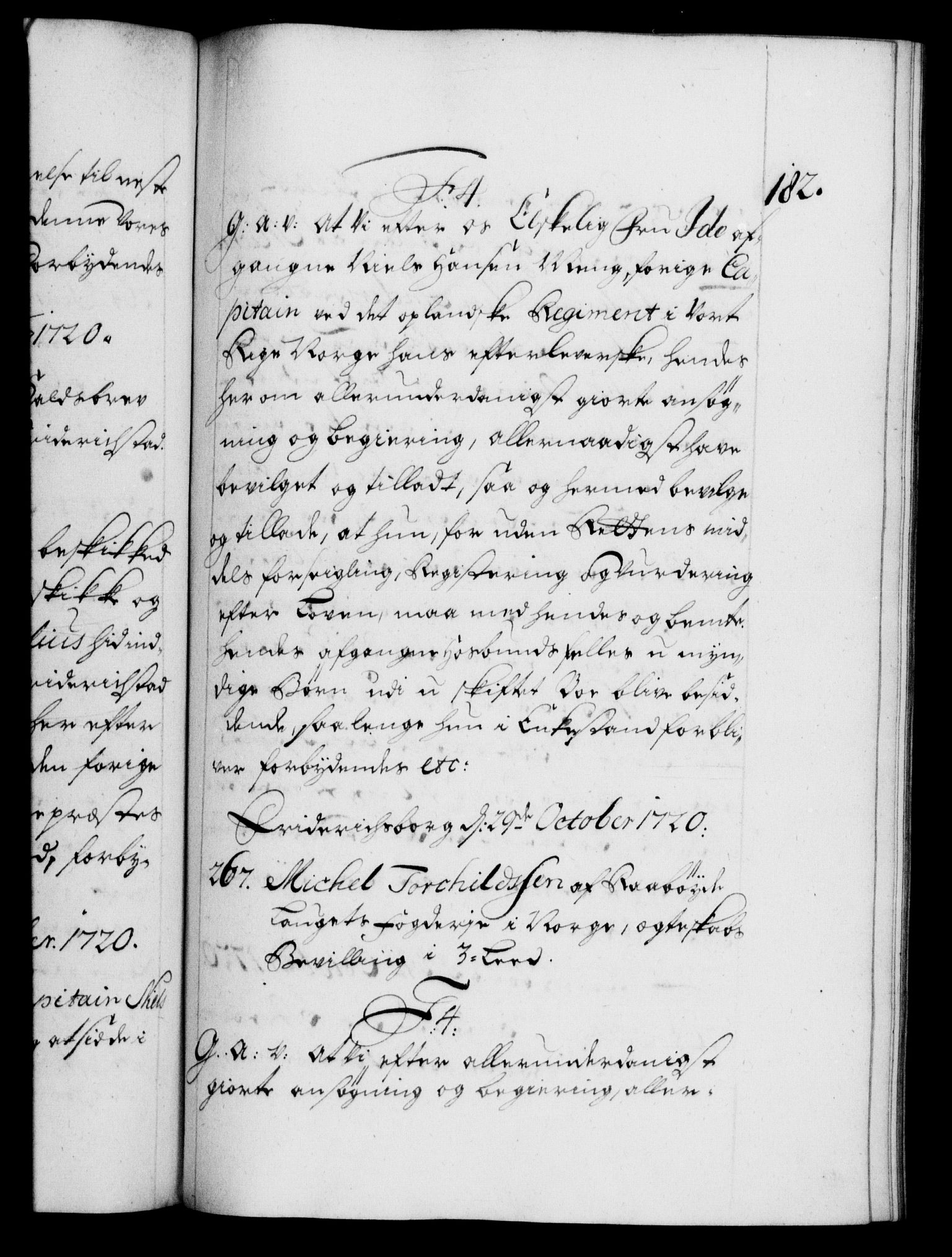 Danske Kanselli 1572-1799, AV/RA-EA-3023/F/Fc/Fca/Fcaa/L0023: Norske registre, 1720-1722, p. 182a