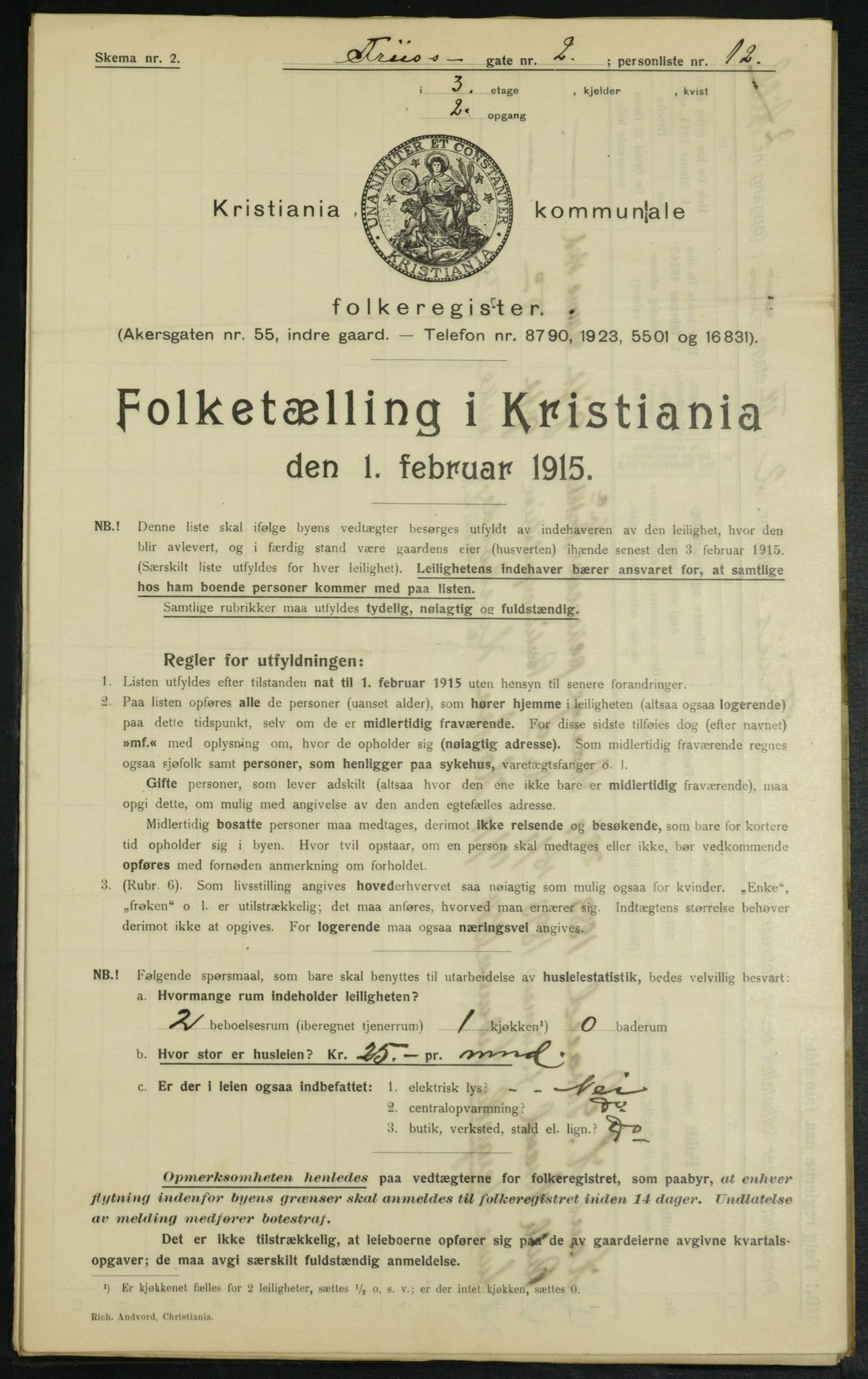 OBA, Municipal Census 1915 for Kristiania, 1915, p. 26450