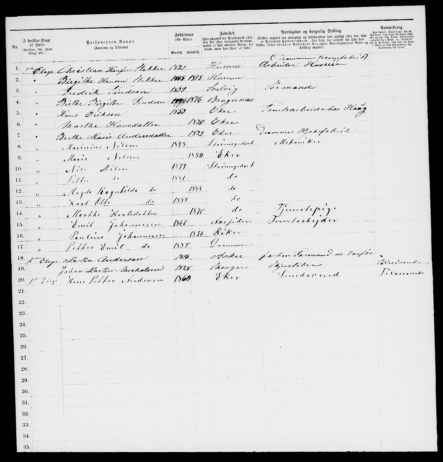 SAKO, 1885 census for 0602 Drammen, 1885, p. 1769