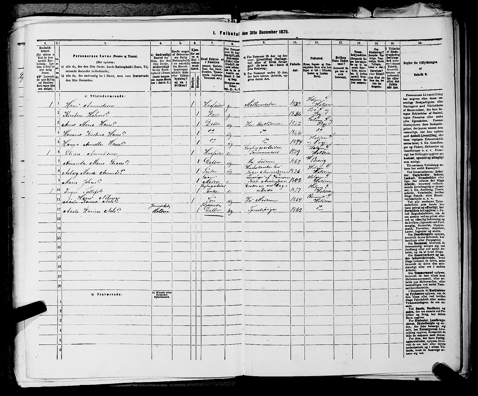 SAKO, 1875 census for 0819P Holla, 1875, p. 1129