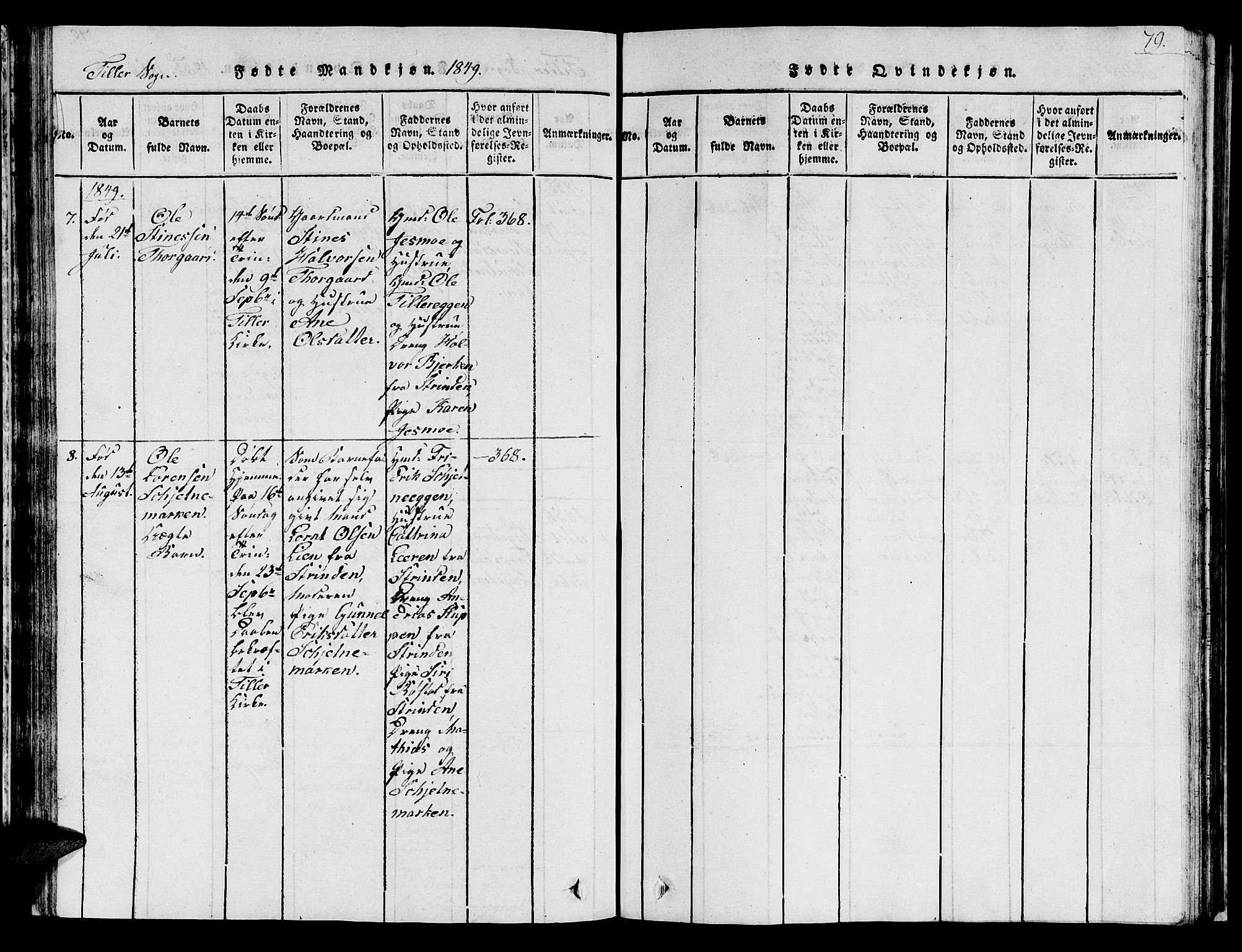 Ministerialprotokoller, klokkerbøker og fødselsregistre - Sør-Trøndelag, AV/SAT-A-1456/621/L0458: Parish register (copy) no. 621C01, 1816-1865, p. 79