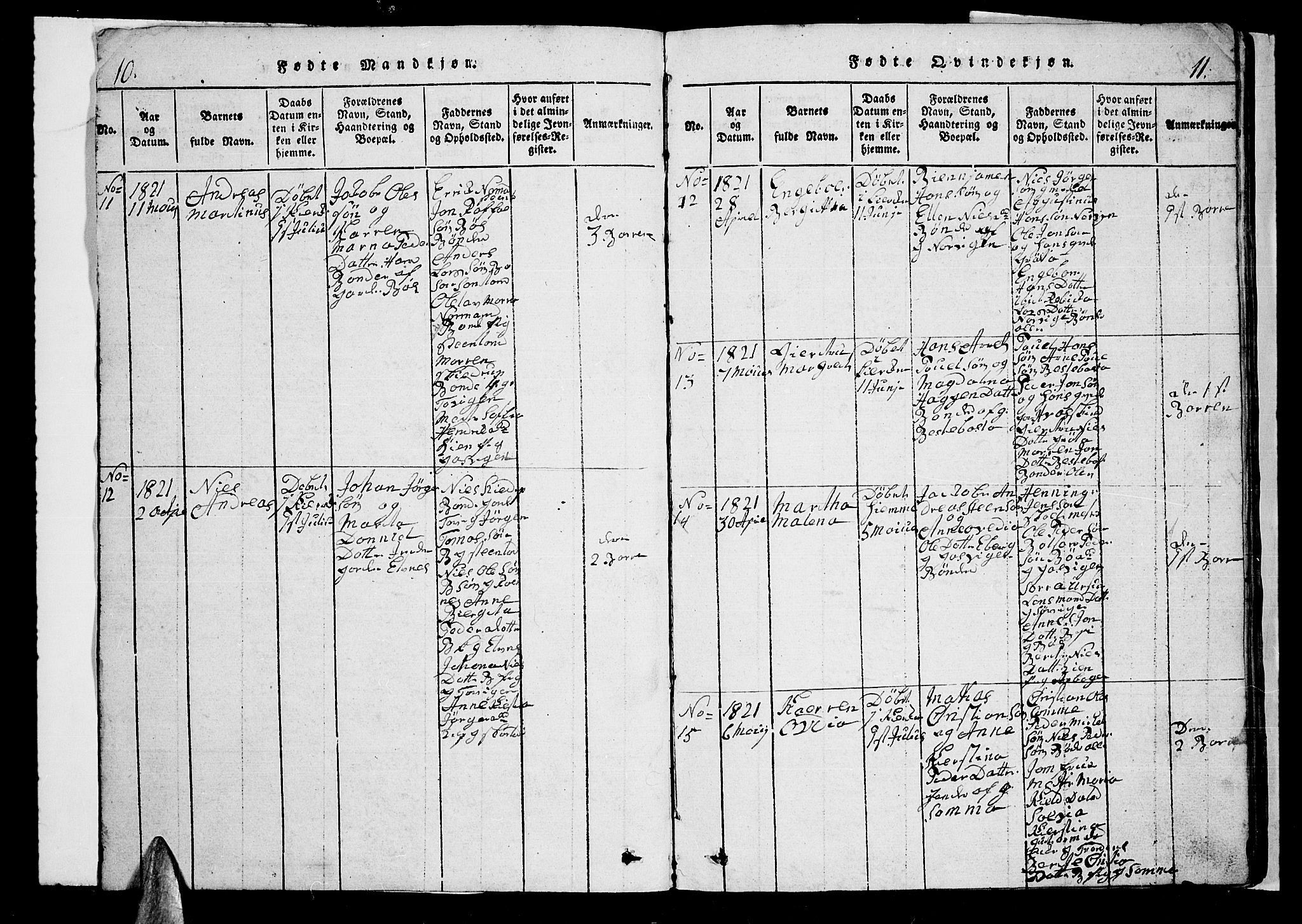 Trondenes sokneprestkontor, SATØ/S-1319/H/Hb/L0003klokker: Parish register (copy) no. 3, 1820-1834, p. 10-11