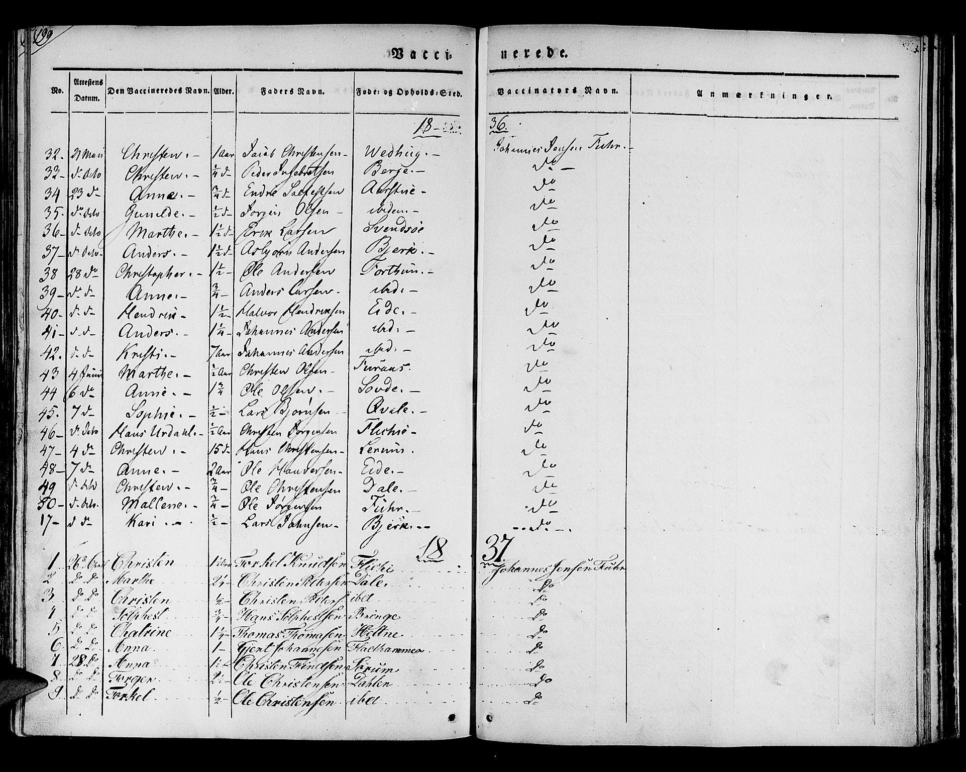 Luster sokneprestembete, SAB/A-81101/H/Haa/Haaa/L0005: Parish register (official) no. A 5, 1831-1841, p. 199