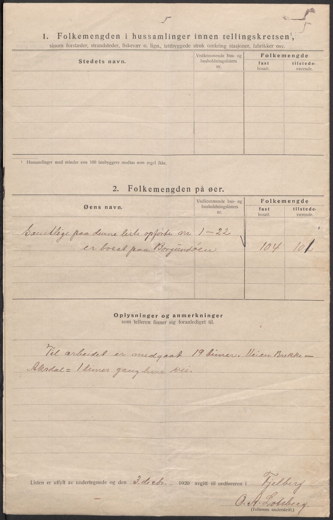 SAB, 1920 census for Fjelberg, 1920, p. 6