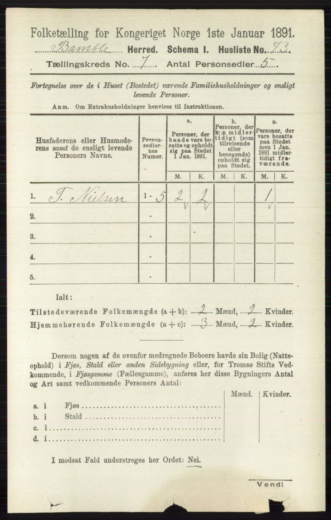 RA, 1891 census for 0814 Bamble, 1891, p. 2975