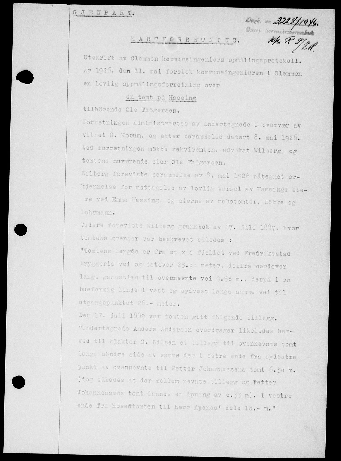 Onsøy sorenskriveri, SAO/A-10474/G/Ga/Gab/L0018: Mortgage book no. II A-18, 1946-1947, Diary no: : 3228/1946