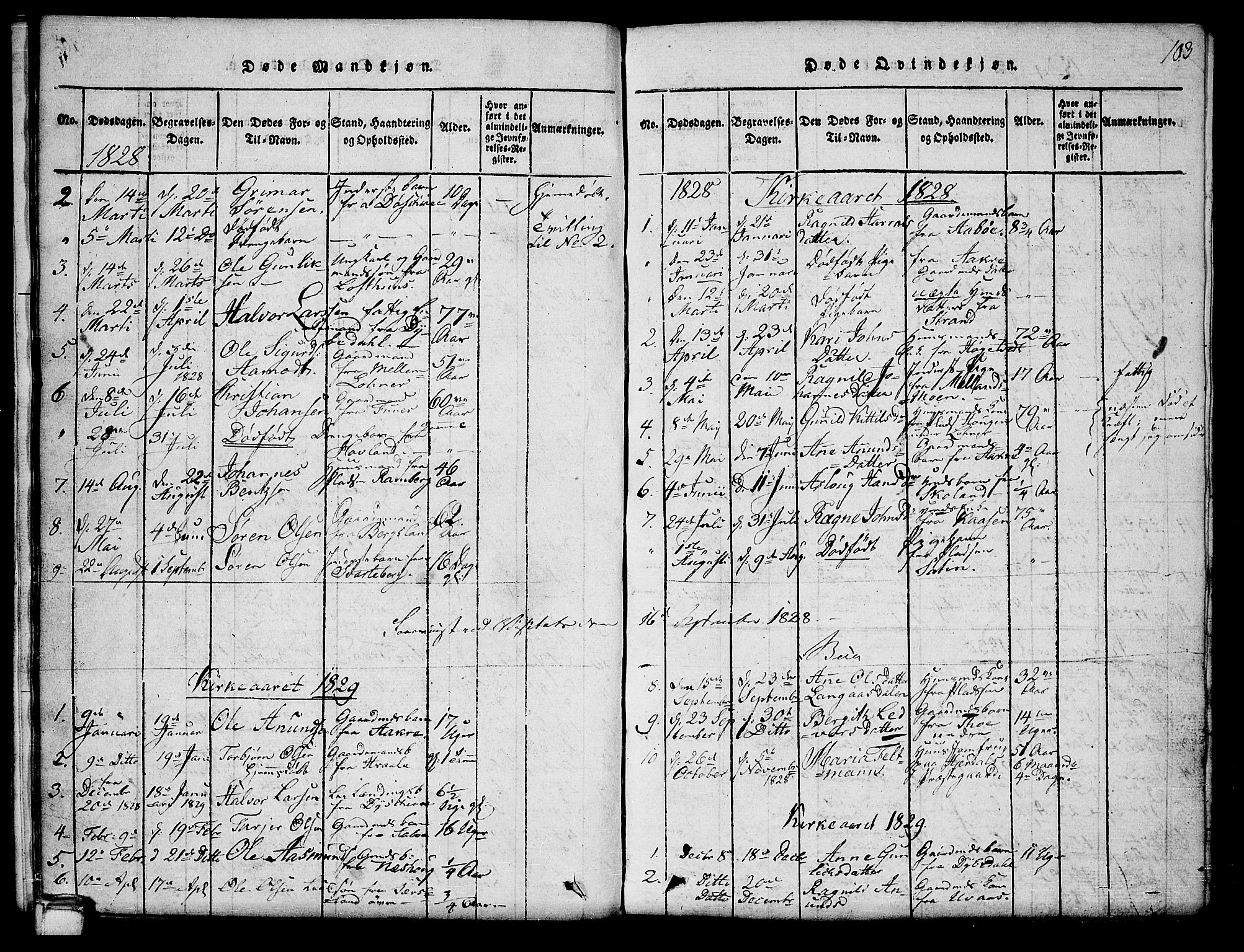 Hjartdal kirkebøker, SAKO/A-270/G/Ga/L0001: Parish register (copy) no. I 1, 1815-1842, p. 103