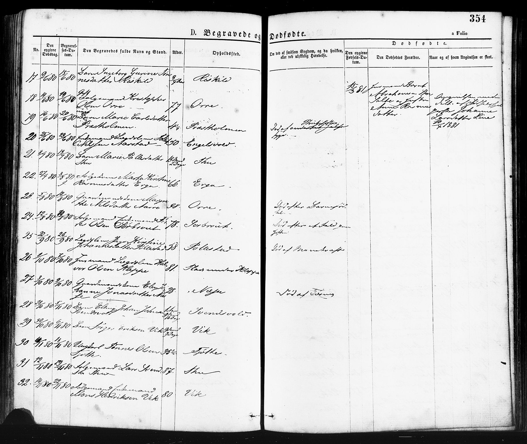 Klepp sokneprestkontor, AV/SAST-A-101803/001/3/30BA/L0006: Parish register (official) no. A 6, 1871-1885, p. 354