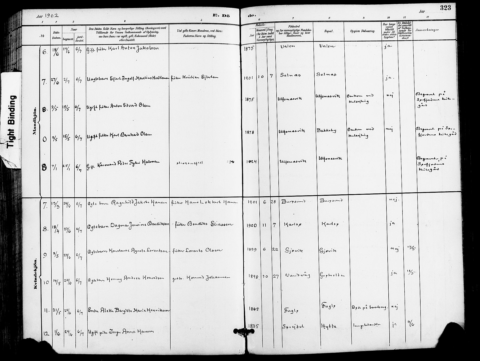 Karlsøy sokneprestembete, SATØ/S-1299/H/Ha/Haa/L0007kirke: Parish register (official) no. 7, 1891-1902, p. 323
