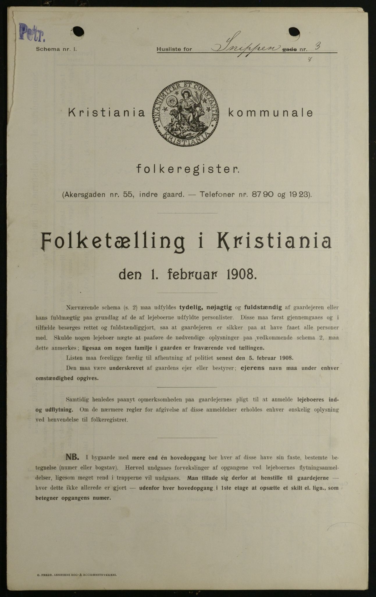 OBA, Municipal Census 1908 for Kristiania, 1908, p. 88170