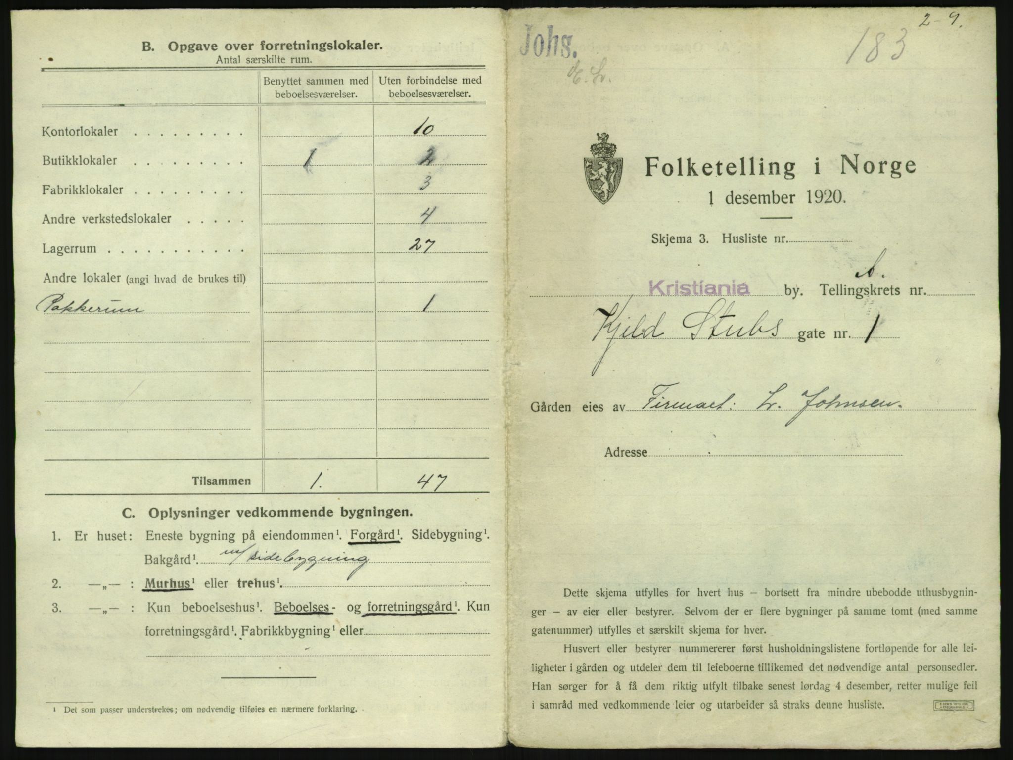 SAO, 1920 census for Kristiania, 1920, p. 52342