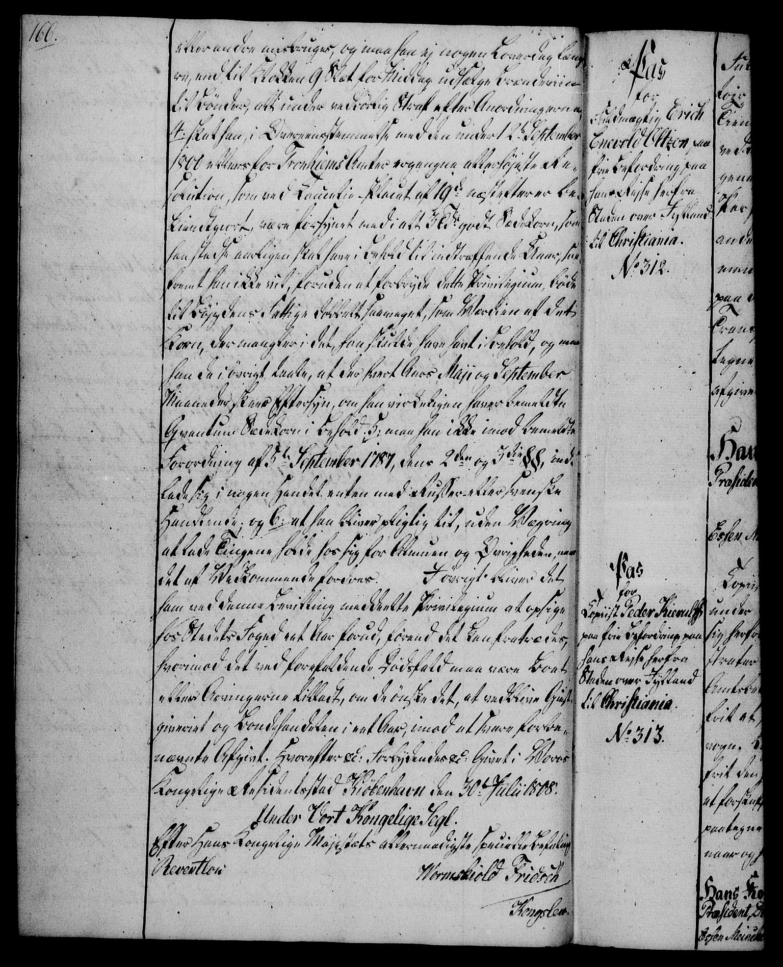 Rentekammeret, Kammerkanselliet, AV/RA-EA-3111/G/Gg/Gga/L0019: Norsk ekspedisjonsprotokoll med register (merket RK 53.19), 1807-1810, p. 166