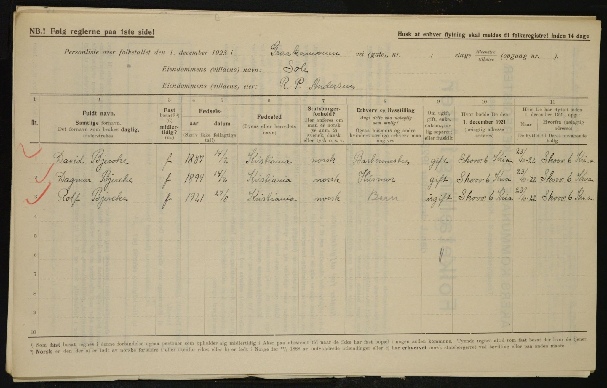 , Municipal Census 1923 for Aker, 1923, p. 10199