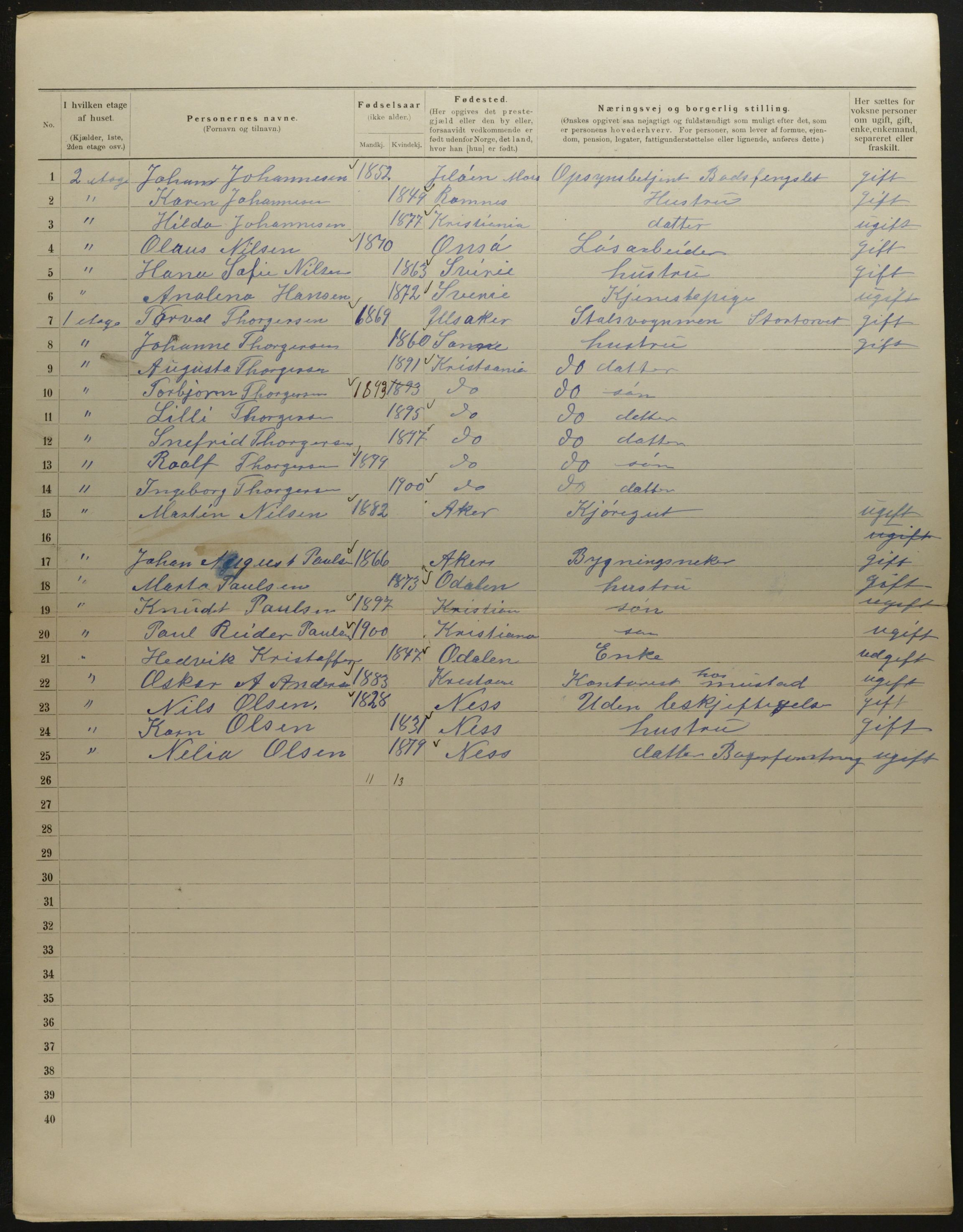 OBA, Municipal Census 1901 for Kristiania, 1901, p. 8095