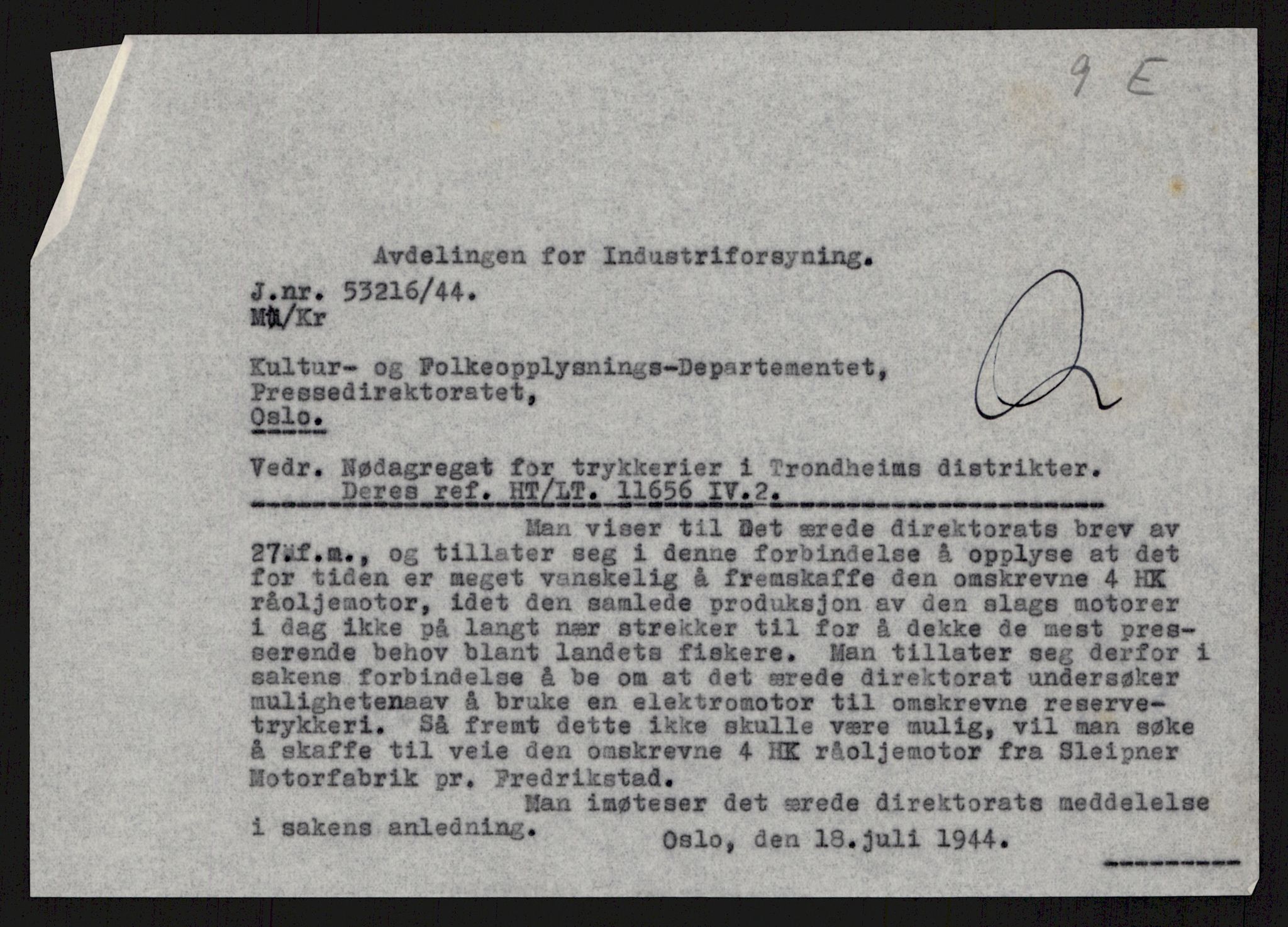Direktoratet for industriforsyning, Sekretariatet, AV/RA-S-4153/D/Df/L0055: 9. Metallkontoret, 1940-1945, p. 257