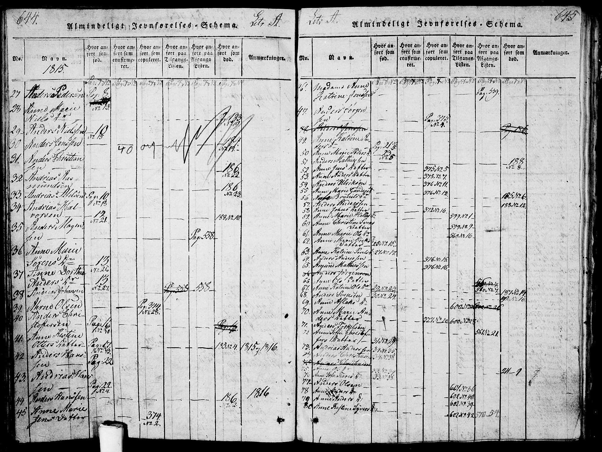 Berg prestekontor Kirkebøker, SAO/A-10902/G/Ga/L0001: Parish register (copy) no. I 1, 1815-1832, p. 644-645
