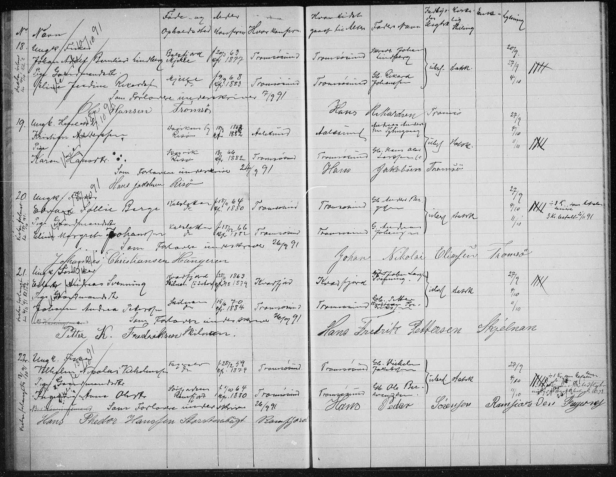 Tromsøysund sokneprestkontor, AV/SATØ-S-1304/H/Hc/L0057: Banns register no. 57, 1887-1894