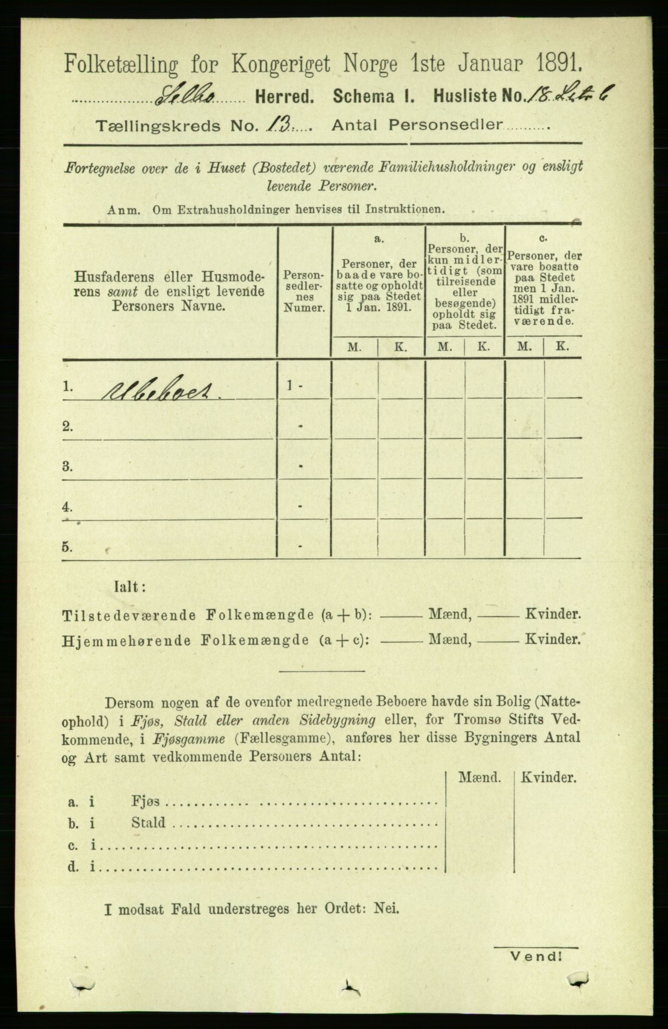 RA, 1891 census for 1664 Selbu, 1891, p. 4555