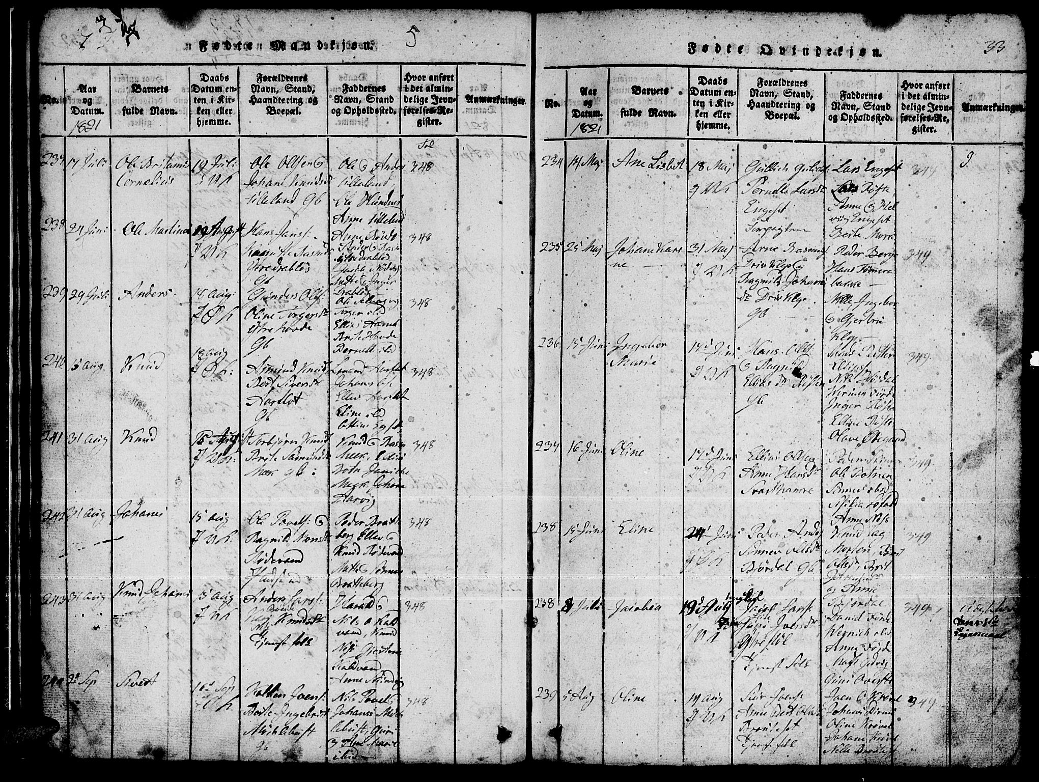 Ministerialprotokoller, klokkerbøker og fødselsregistre - Møre og Romsdal, AV/SAT-A-1454/511/L0155: Parish register (copy) no. 511C01, 1817-1829, p. 33