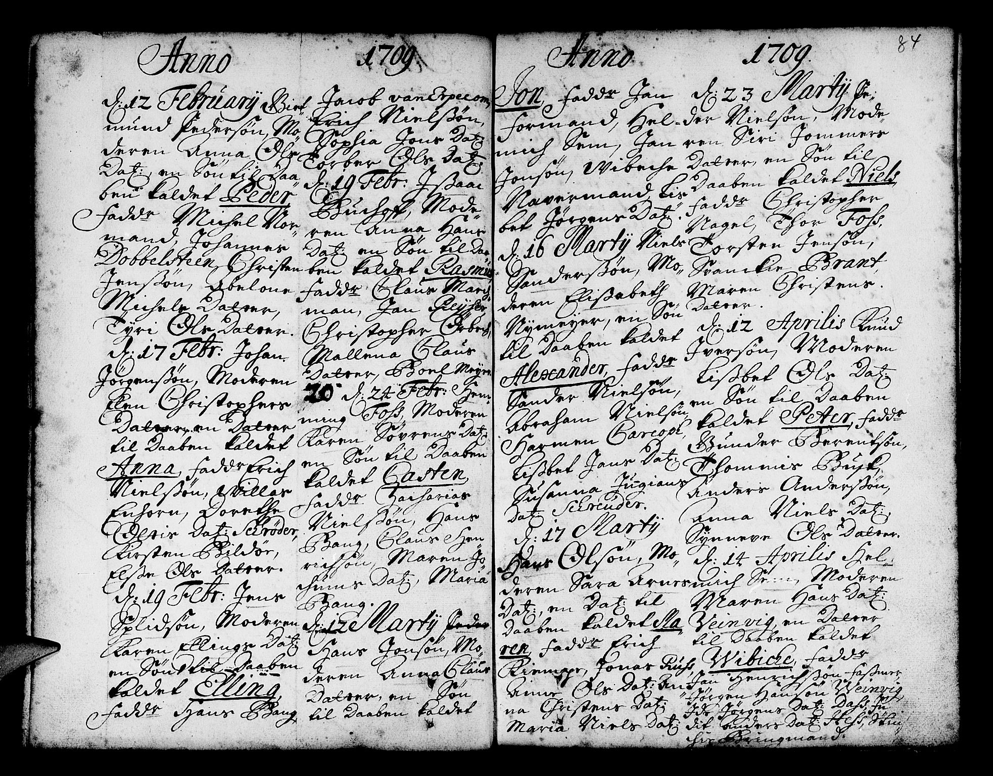 Nykirken Sokneprestembete, AV/SAB-A-77101/H/Haa/L0002: Parish register (official) no. A 2, 1700-1723, p. 84