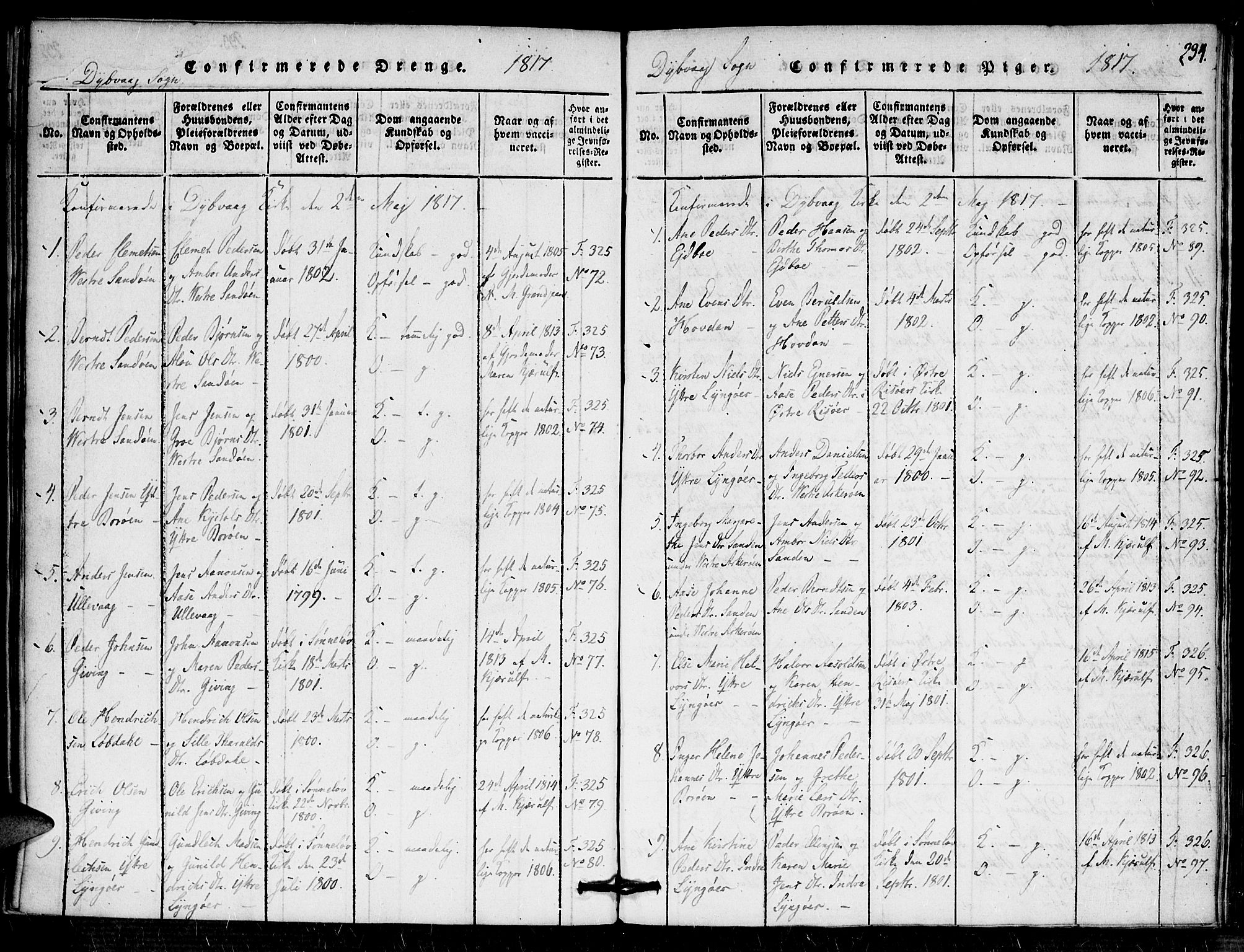 Dypvåg sokneprestkontor, SAK/1111-0007/F/Fa/Faa/L0003: Parish register (official) no. A 3 /1, 1817-1824, p. 234