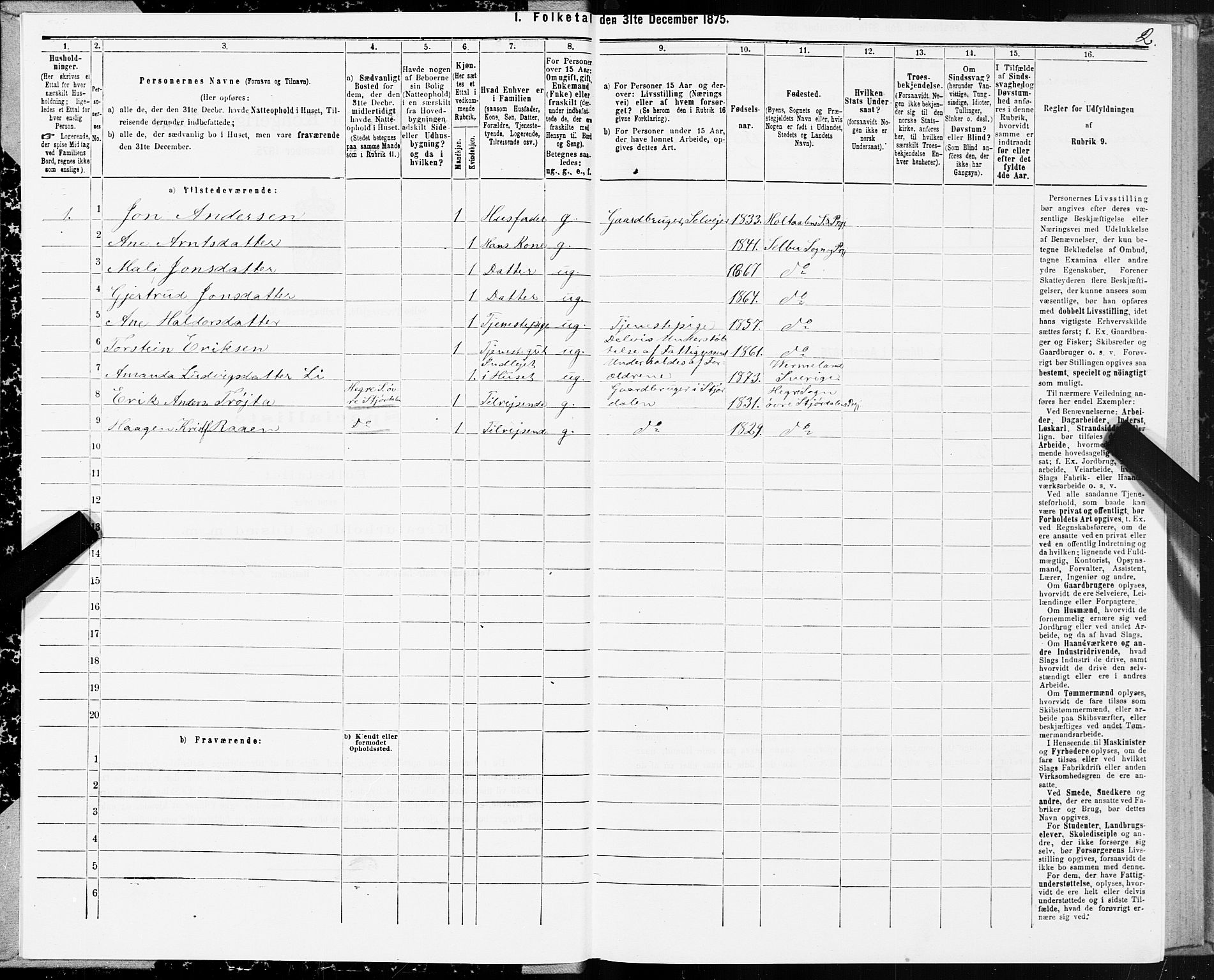 SAT, 1875 census for 1664P Selbu, 1875, p. 2002