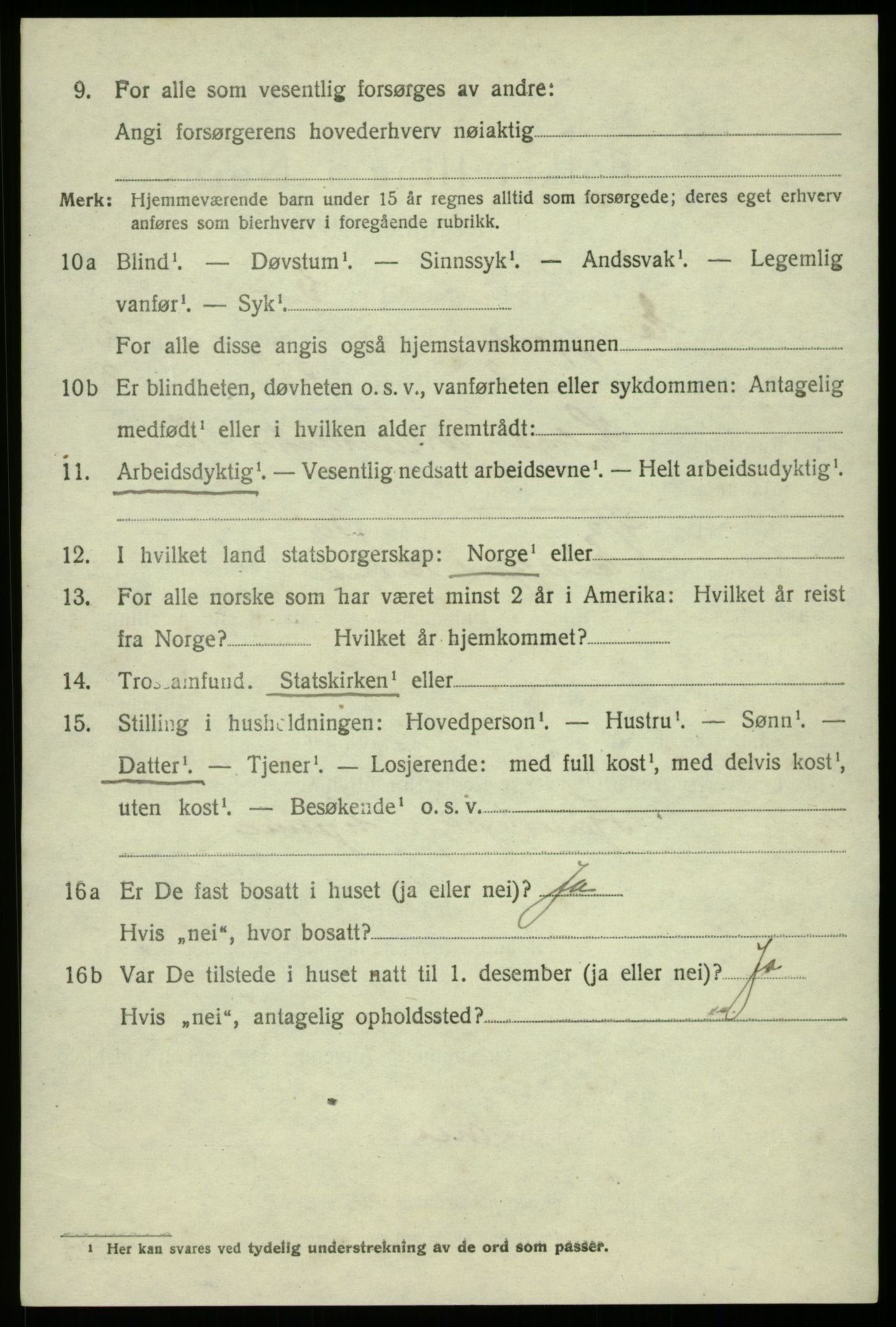 SAB, 1920 census for Eidfjord, 1920, p. 749