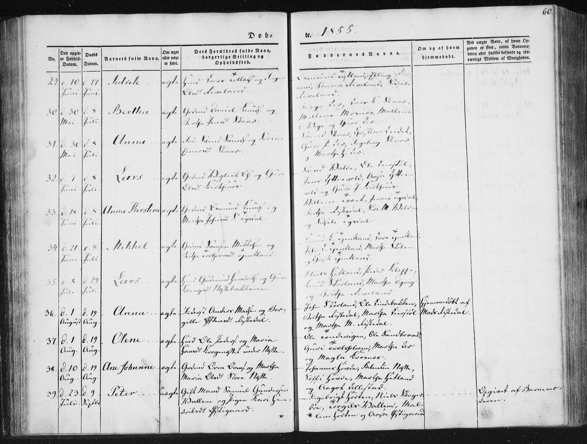 Hjelmeland sokneprestkontor, AV/SAST-A-101843/01/IV/L0008: Parish register (official) no. A 8, 1842-1861, p. 60