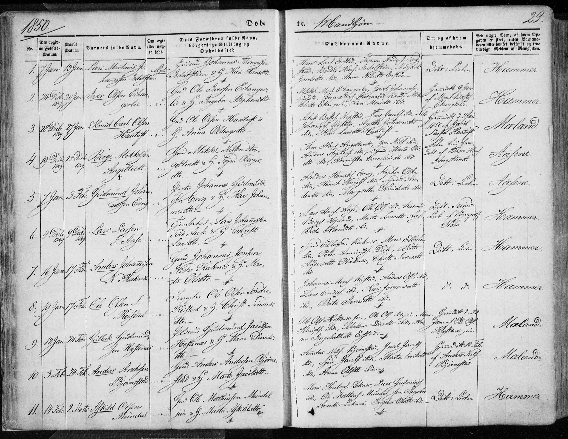 Hamre sokneprestembete, SAB/A-75501/H/Ha/Haa/Haaa/L0013: Parish register (official) no. A 13, 1846-1857, p. 29