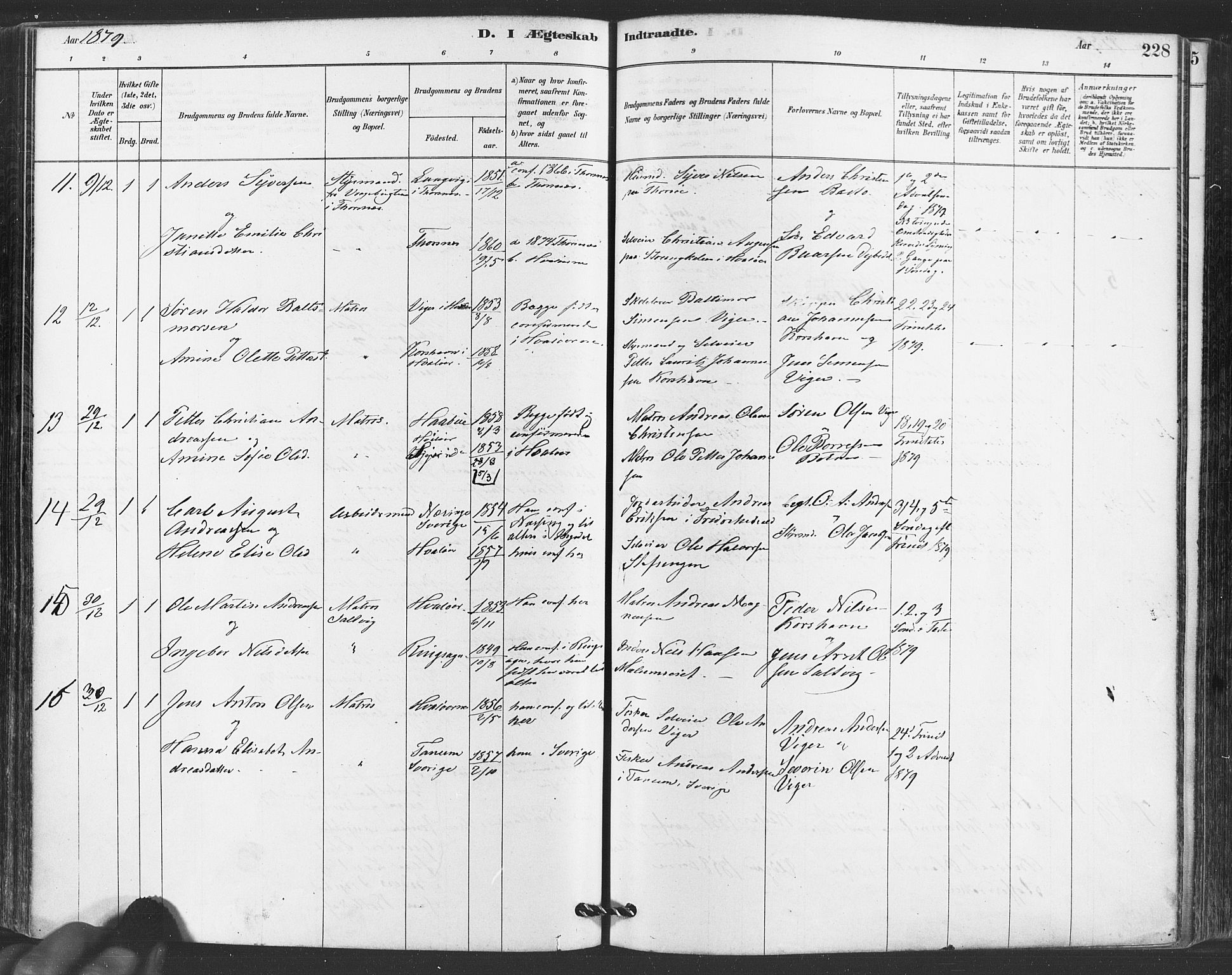 Hvaler prestekontor Kirkebøker, SAO/A-2001/F/Fa/L0008: Parish register (official) no. I 8, 1878-1895, p. 228