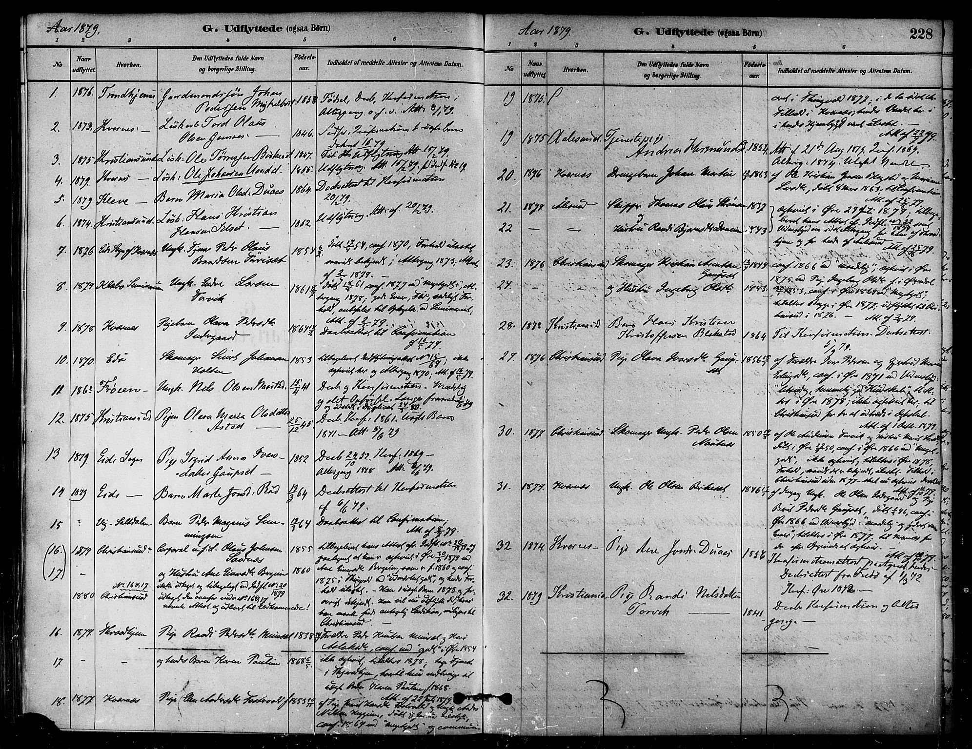 Ministerialprotokoller, klokkerbøker og fødselsregistre - Møre og Romsdal, SAT/A-1454/584/L0967: Parish register (official) no. 584A07, 1879-1894, p. 228