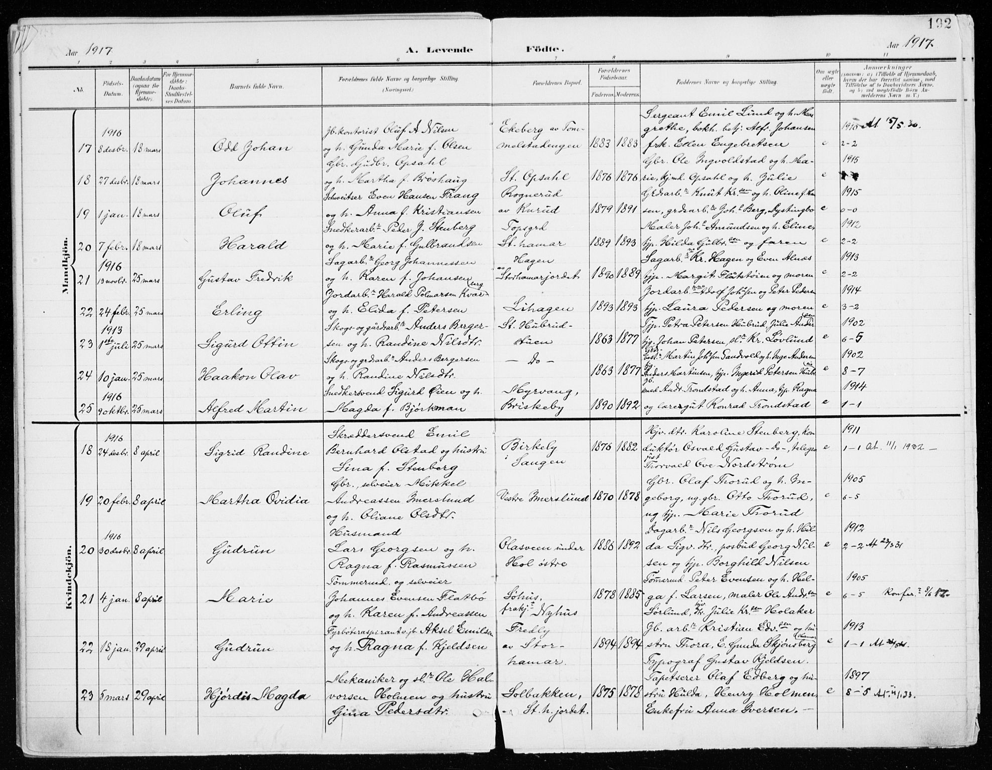 Vang prestekontor, Hedmark, SAH/PREST-008/H/Ha/Haa/L0021: Parish register (official) no. 21, 1902-1917, p. 192